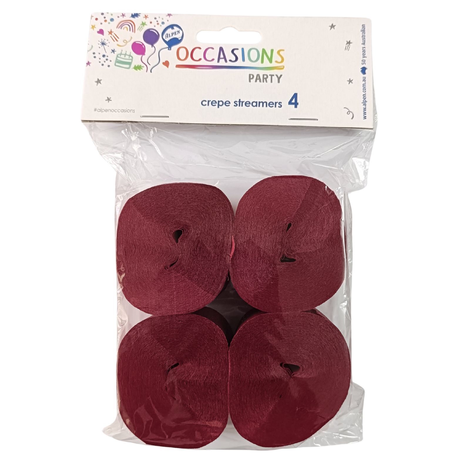 Maroon Crepe Streamers (Pack of 4)