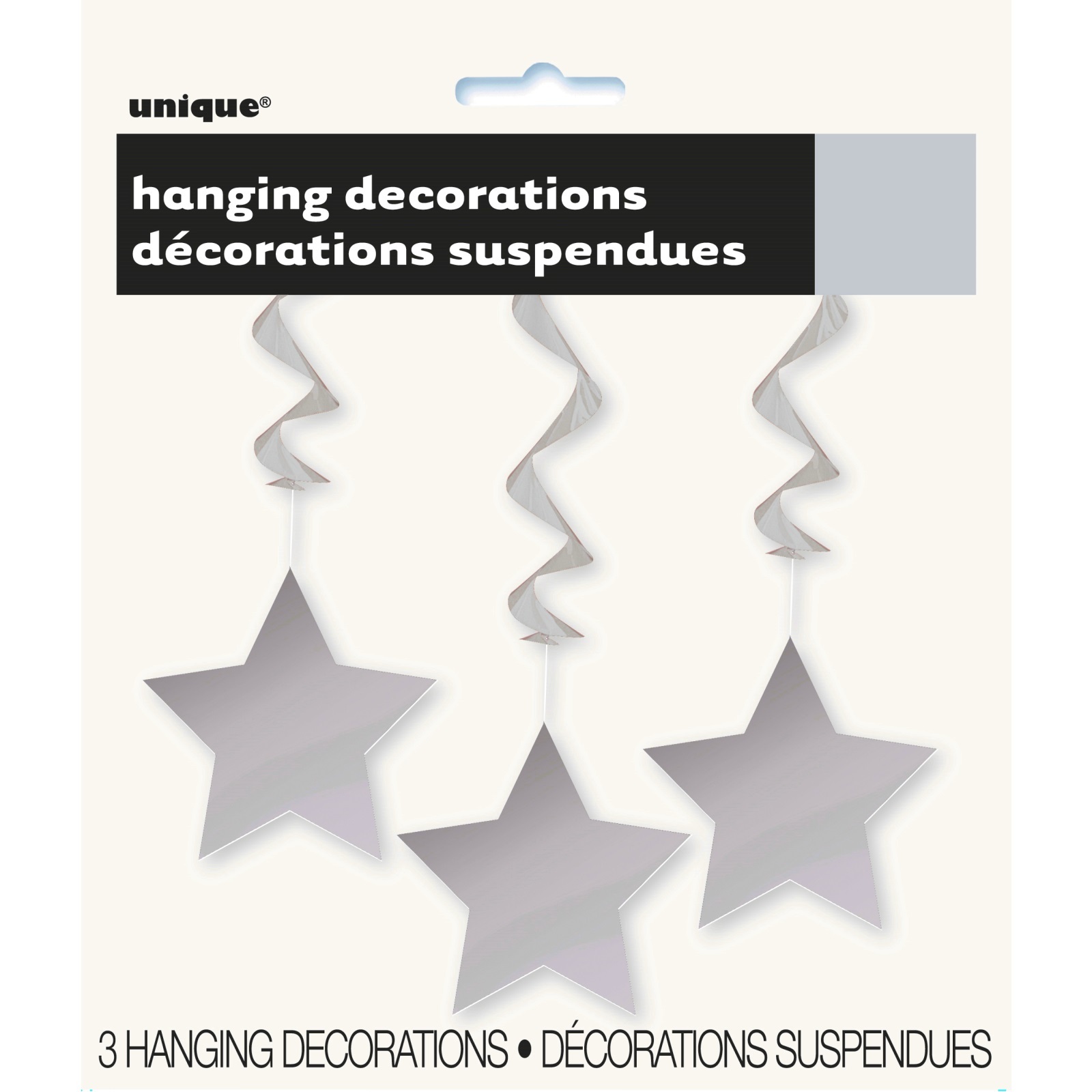 Star Hanging Decorations Silver (Pack of 3)