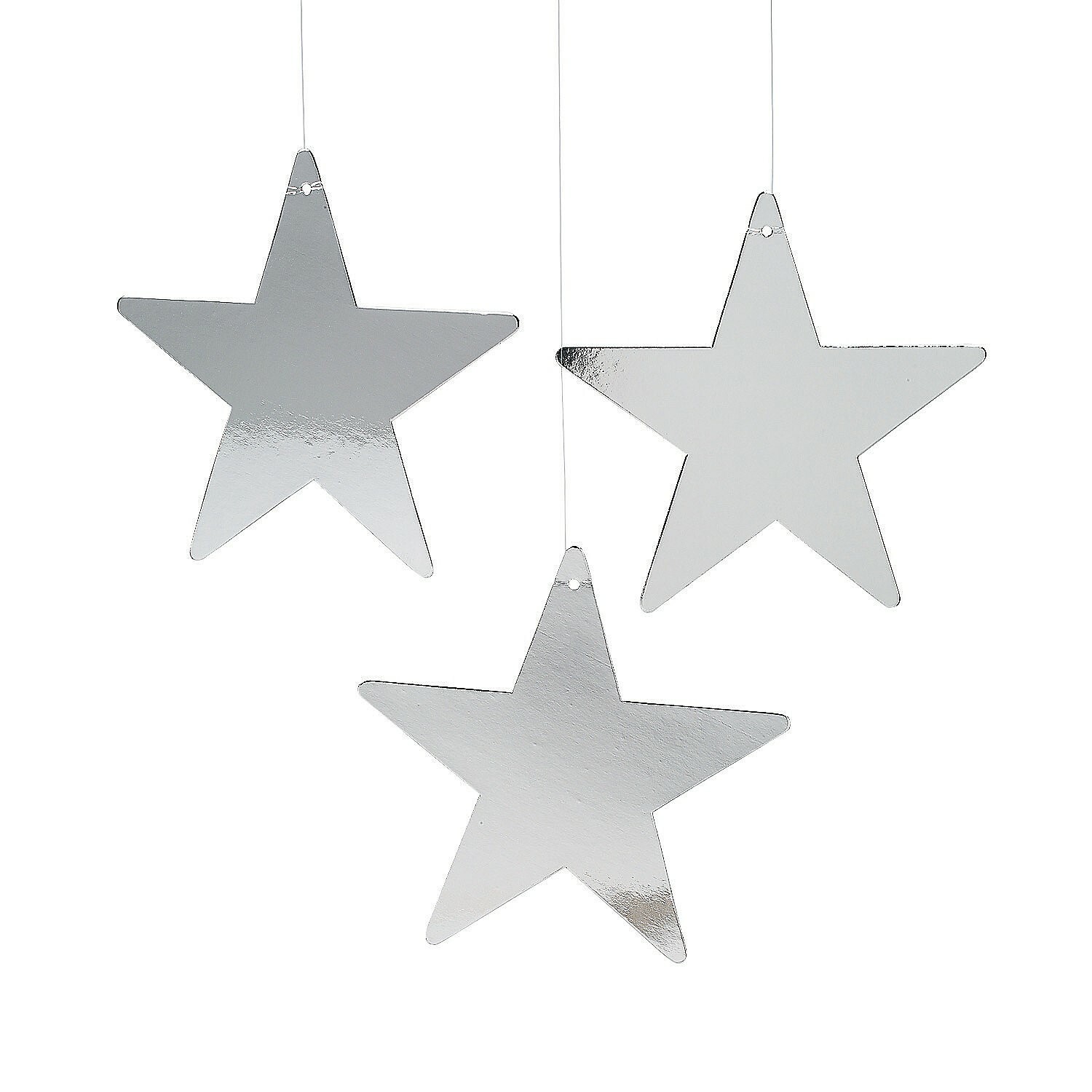 Large Silver Star Decorations (Pack of 12)