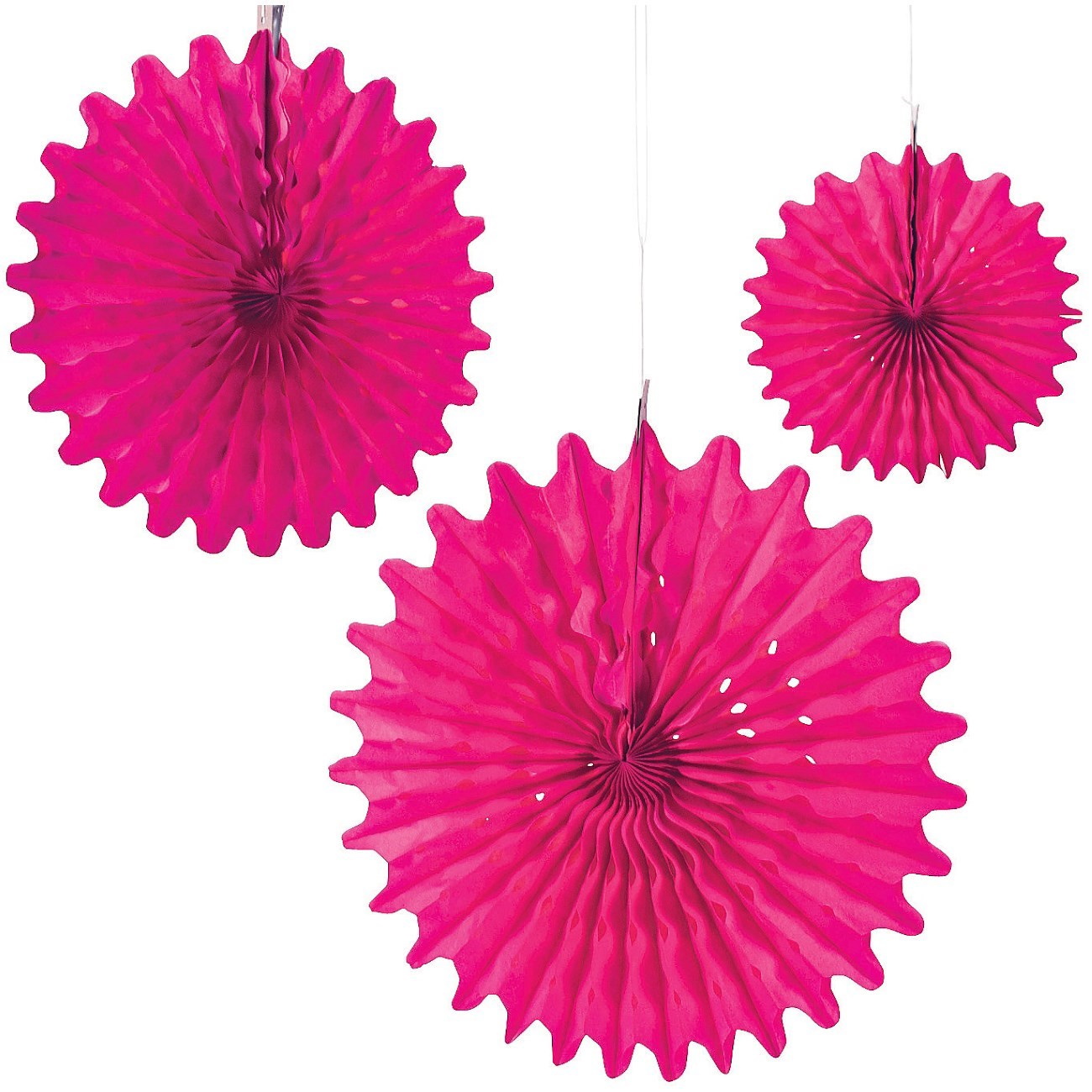 Hot Pink Paper Fan Decorations (Pack of 12)