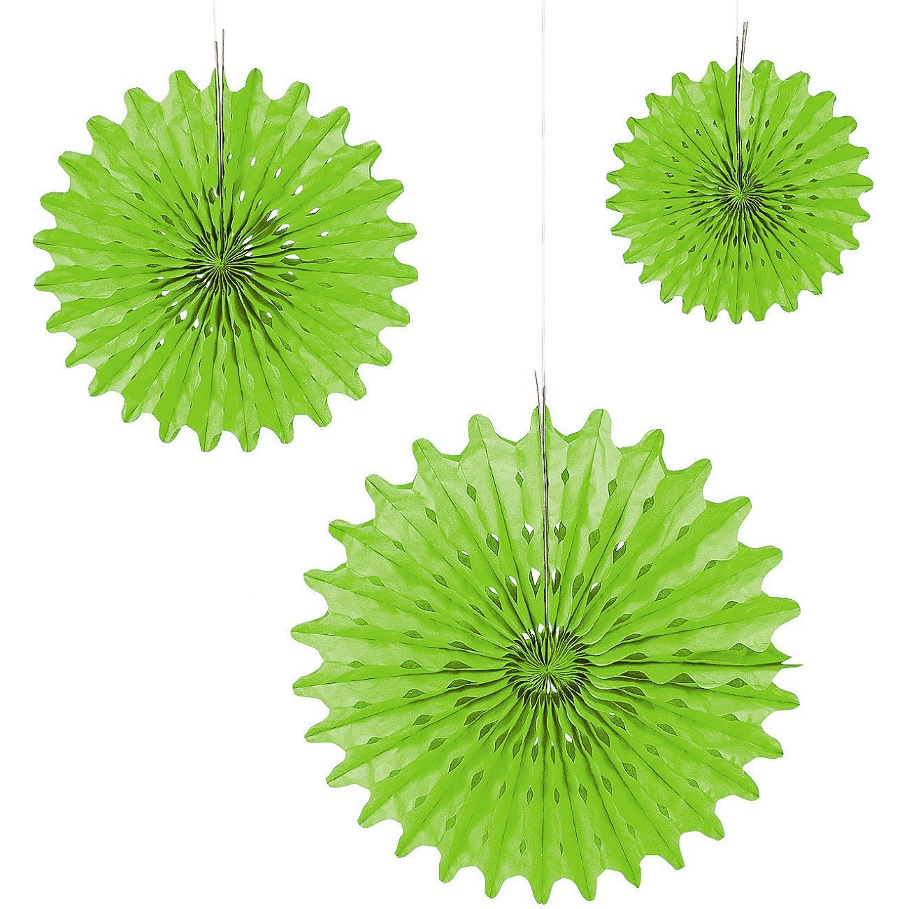 Lime Green Paper Fan Decorations (Pack of 12)