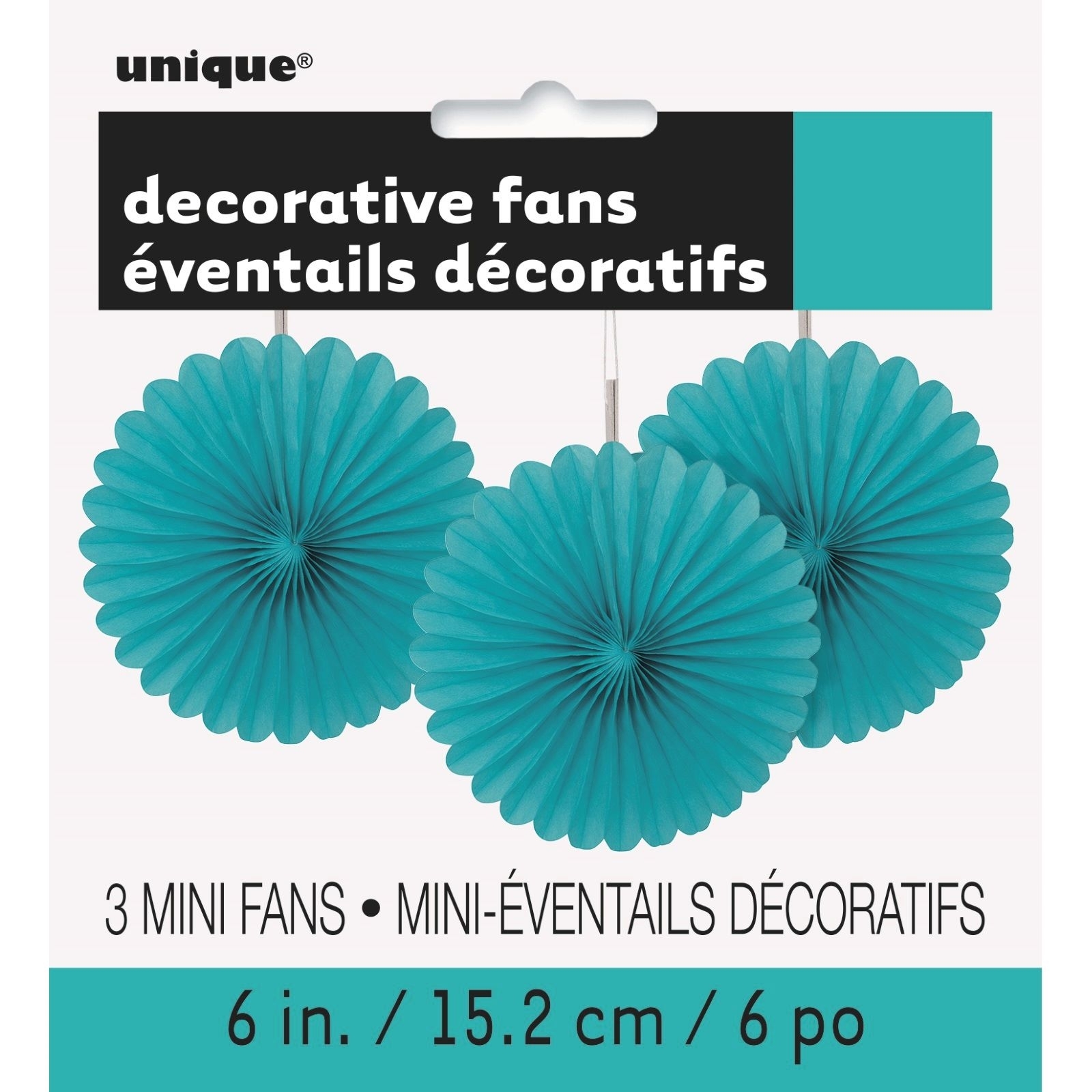 Teal Mini Tissue Paper Fan Decorations (Pack of 3)