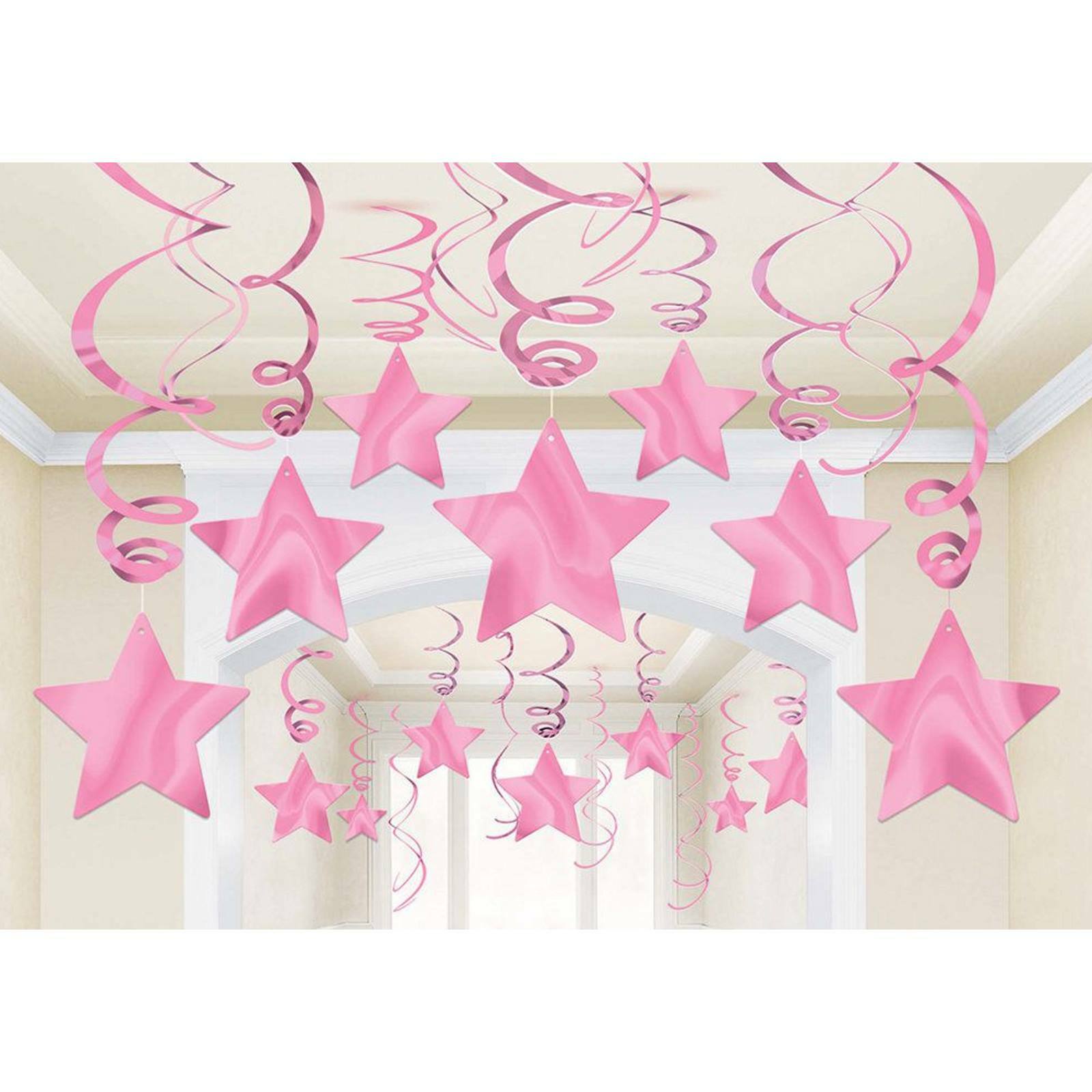 Light Pink Star Swirl Decorations (Pack of 30)