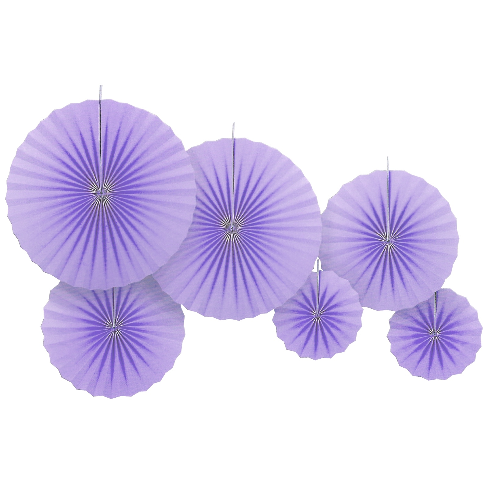 Solid Purple Paper Fan Decorations (Pack of 6)