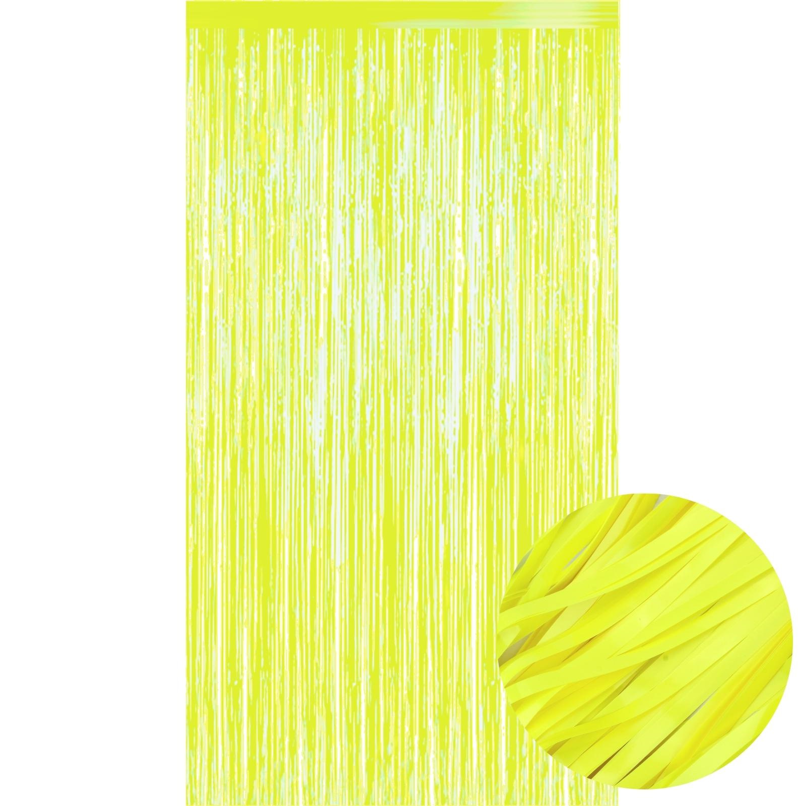 Neon Yellow Plastic Backdrop Curtain 100cm x 200cm