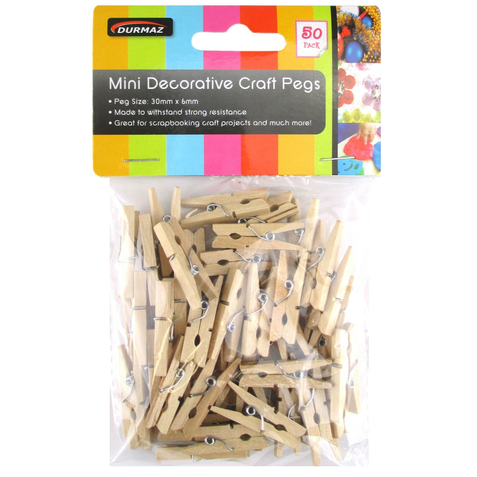 Mini Wooden Craft Pegs (Pack of 50)