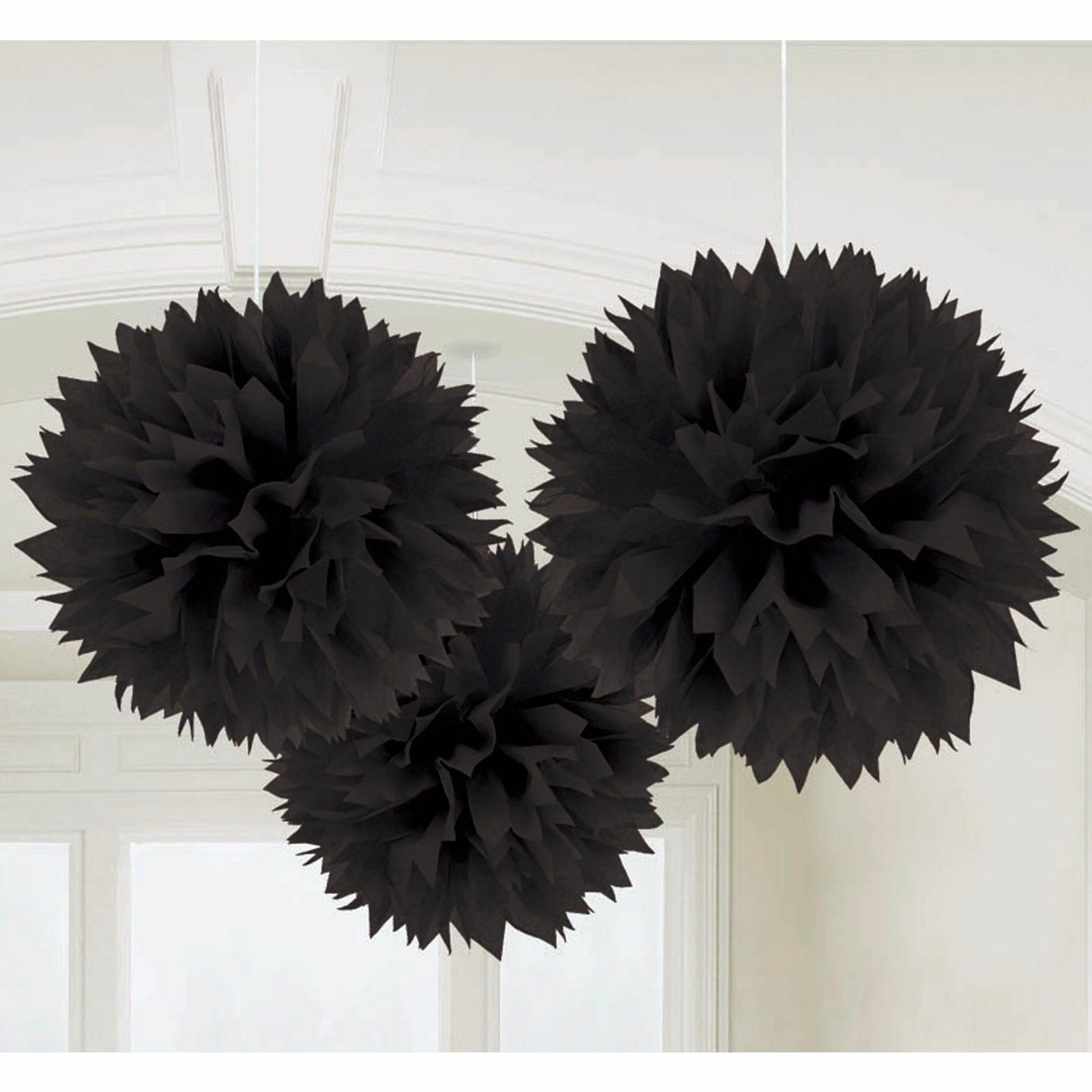 Tissue Paper Pom Pom Balls Black (Pack of 3)