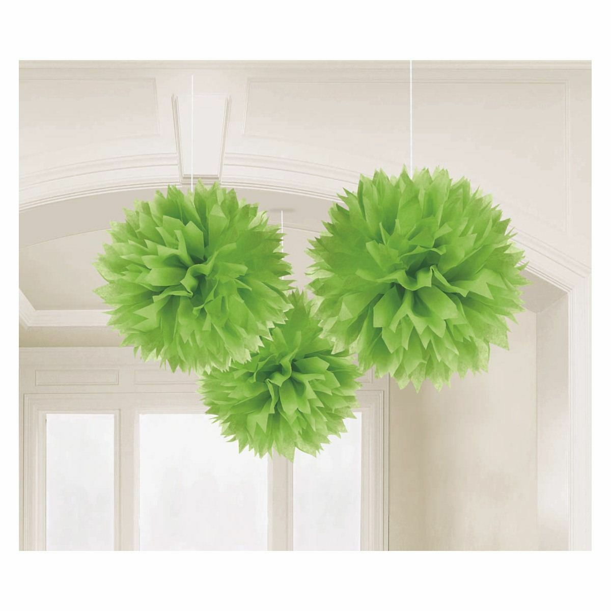 Tissue Paper Pom Pom Balls Lime Green (Pack of 3)