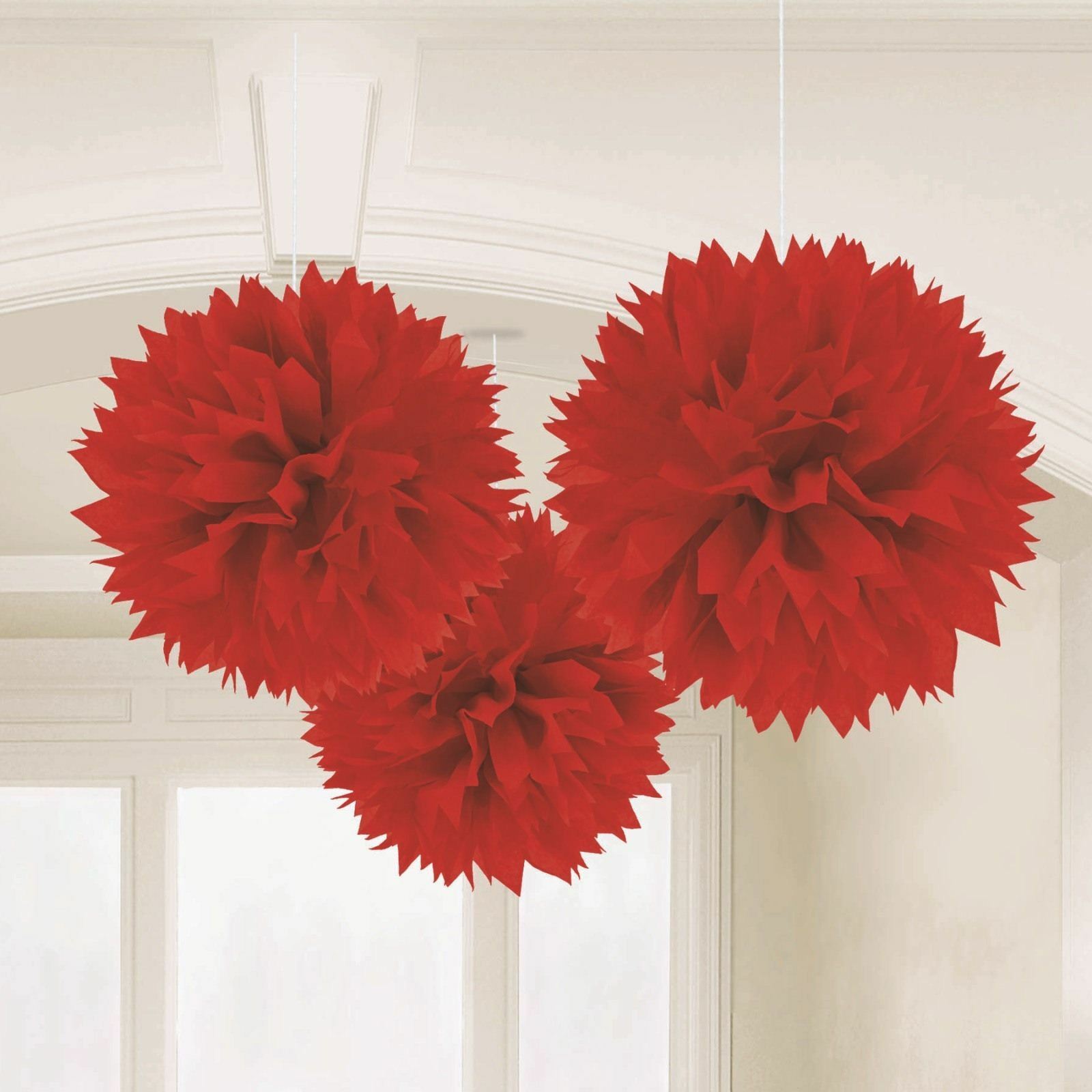 Tissue Paper Pom Pom Balls Red (Pack of 3)