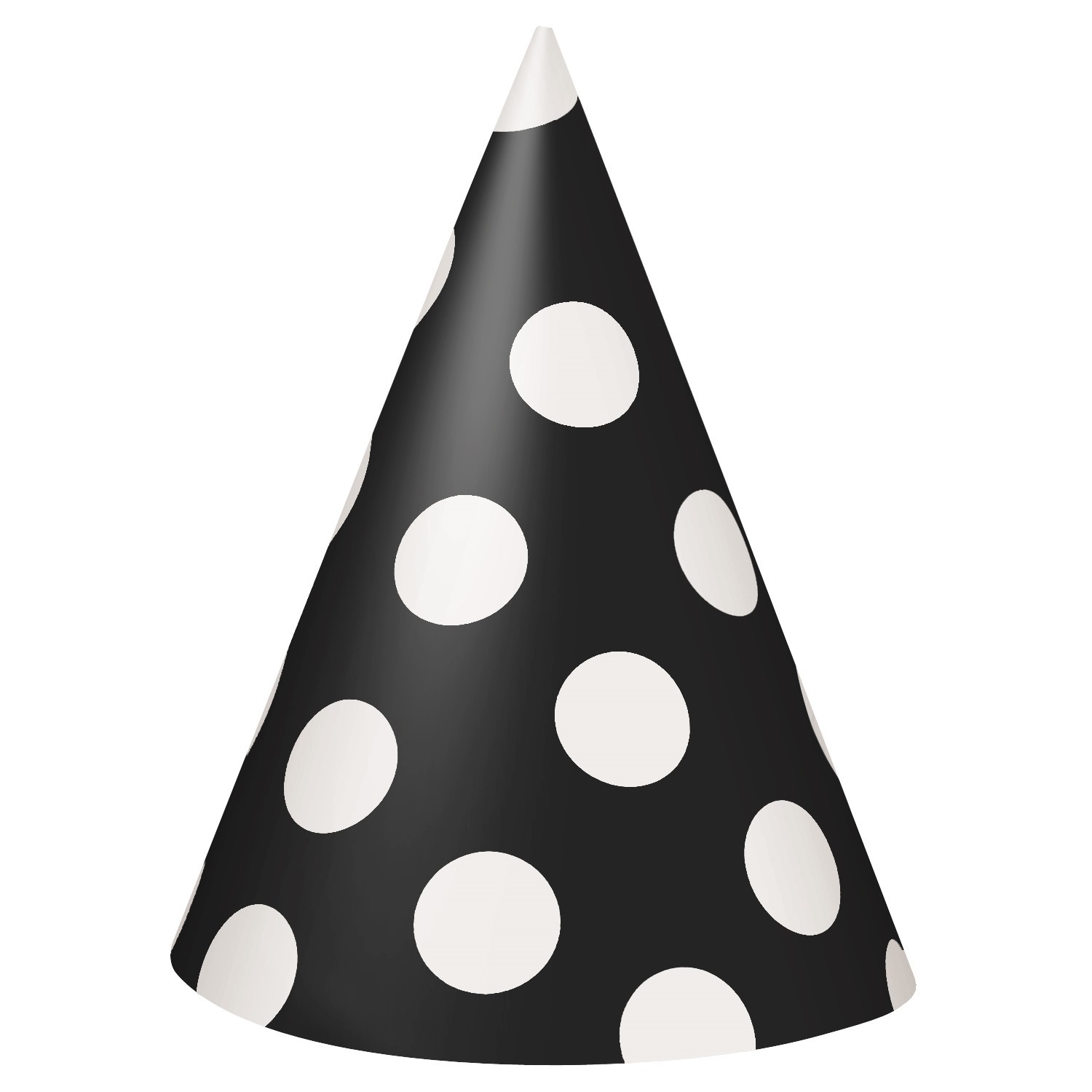 Black Polkadot Party Hats (Pack of 8)