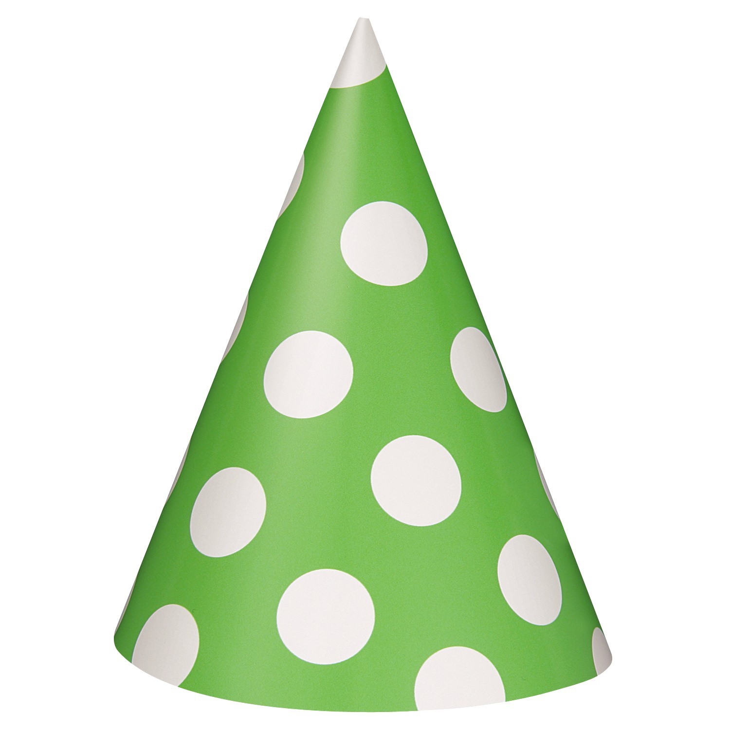 Lime Green Polkadot Party Hats (Pack of 8)