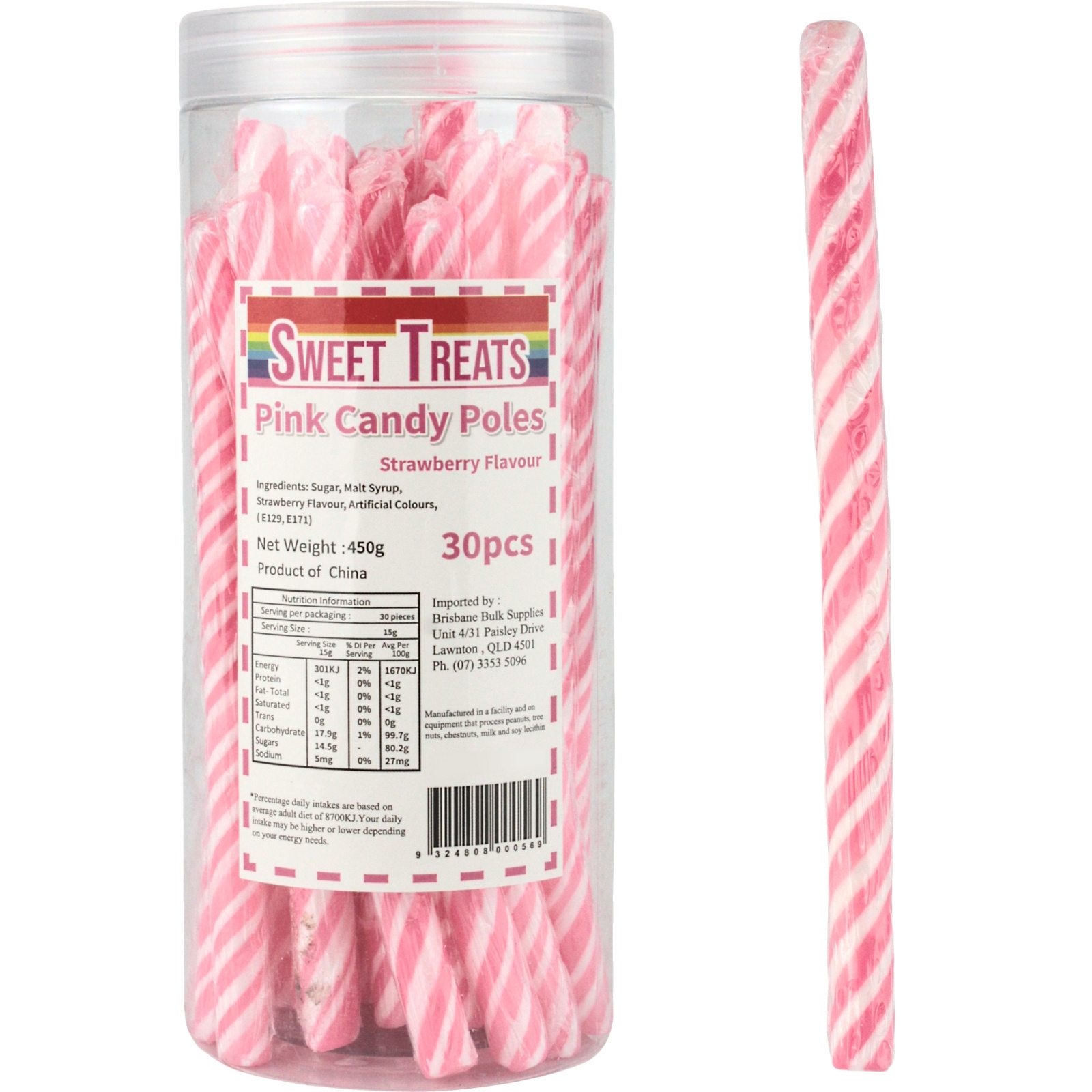 Pink Swirl Candy Poles (Pack of 30)