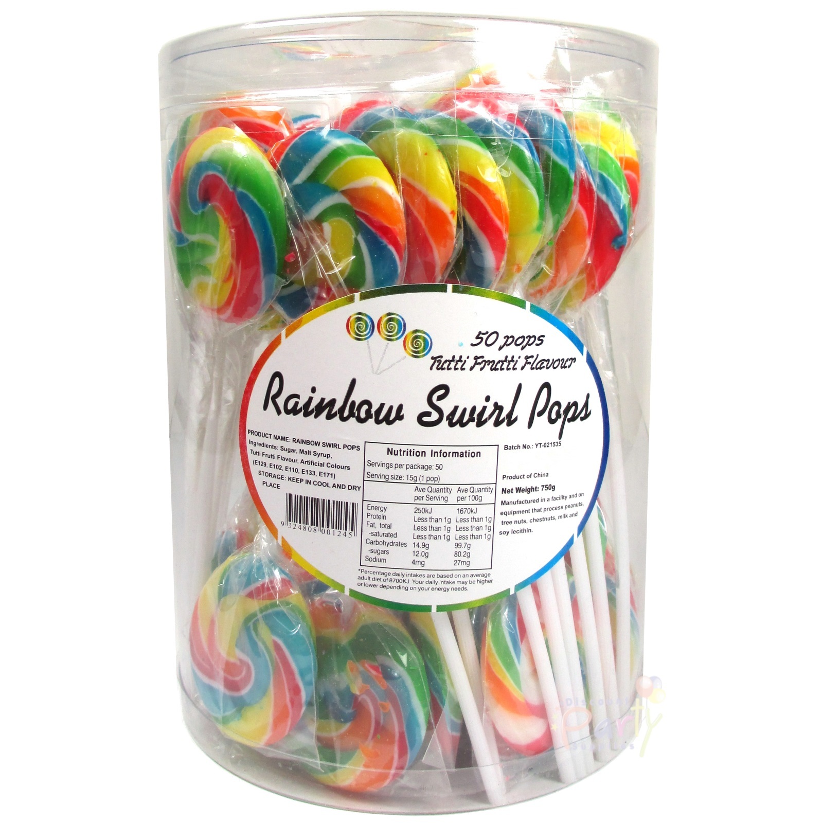 Rainbow Swirl Lollipops (Pack of 50)