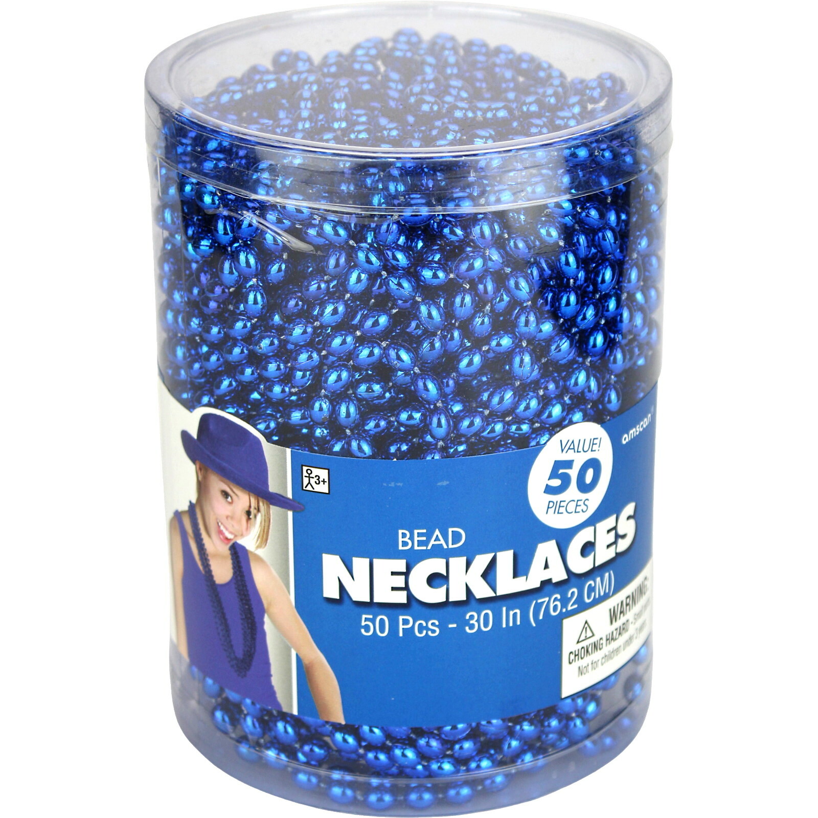 Blue Bead Necklaces (Bulk Pack of 50)