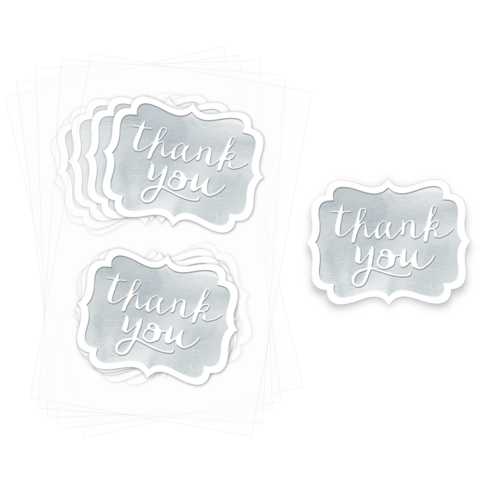 Silver Thank You Stickers (Pack of 50)