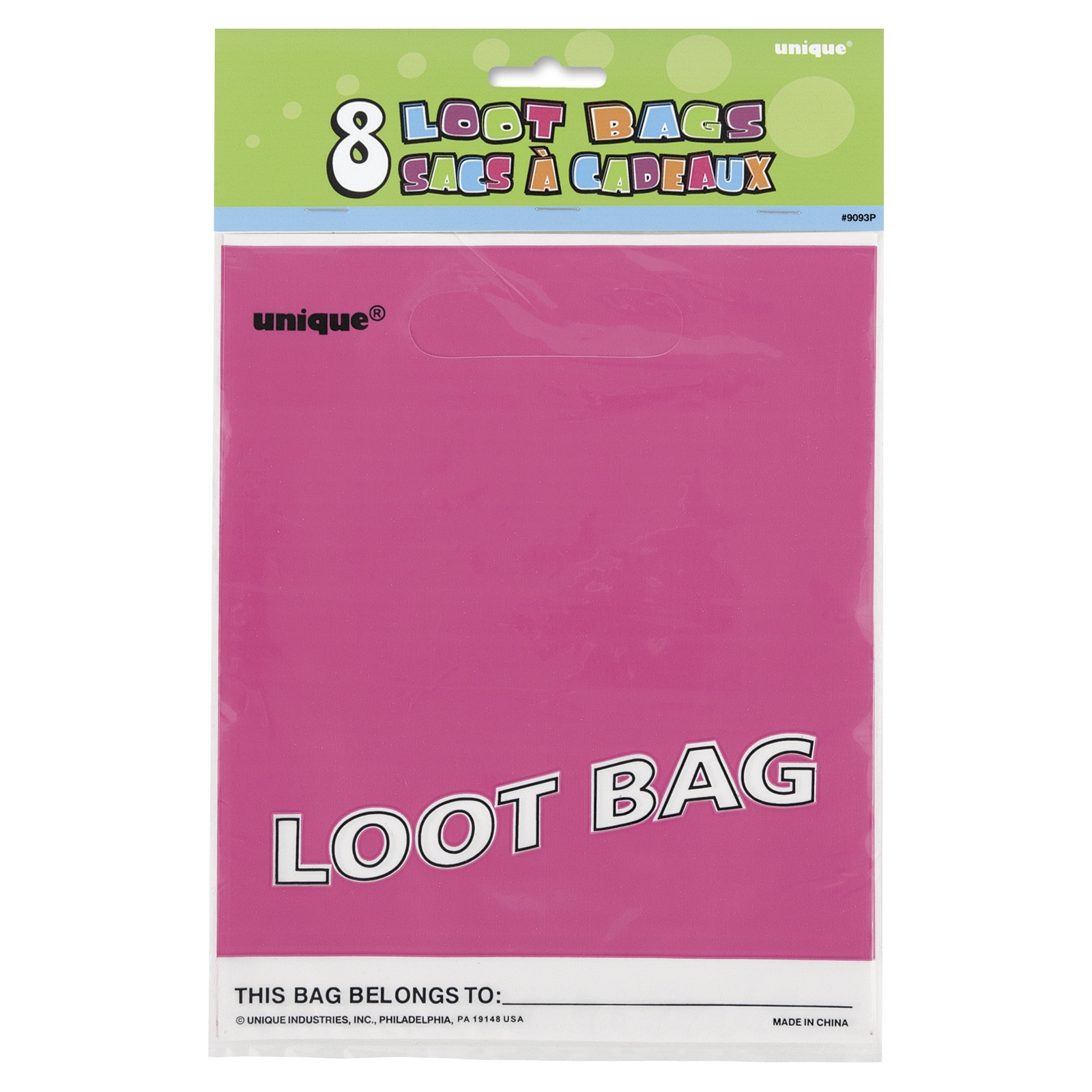 Hot Pink Plastic Lolly/Treat Bags (Pack of 8)