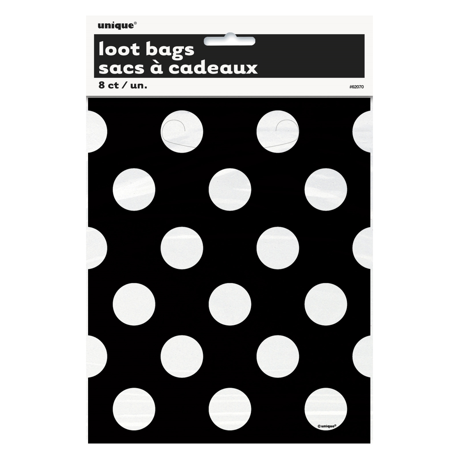 Black Polkadot Plastic Lolly/Treat Bags (Pack of 8)