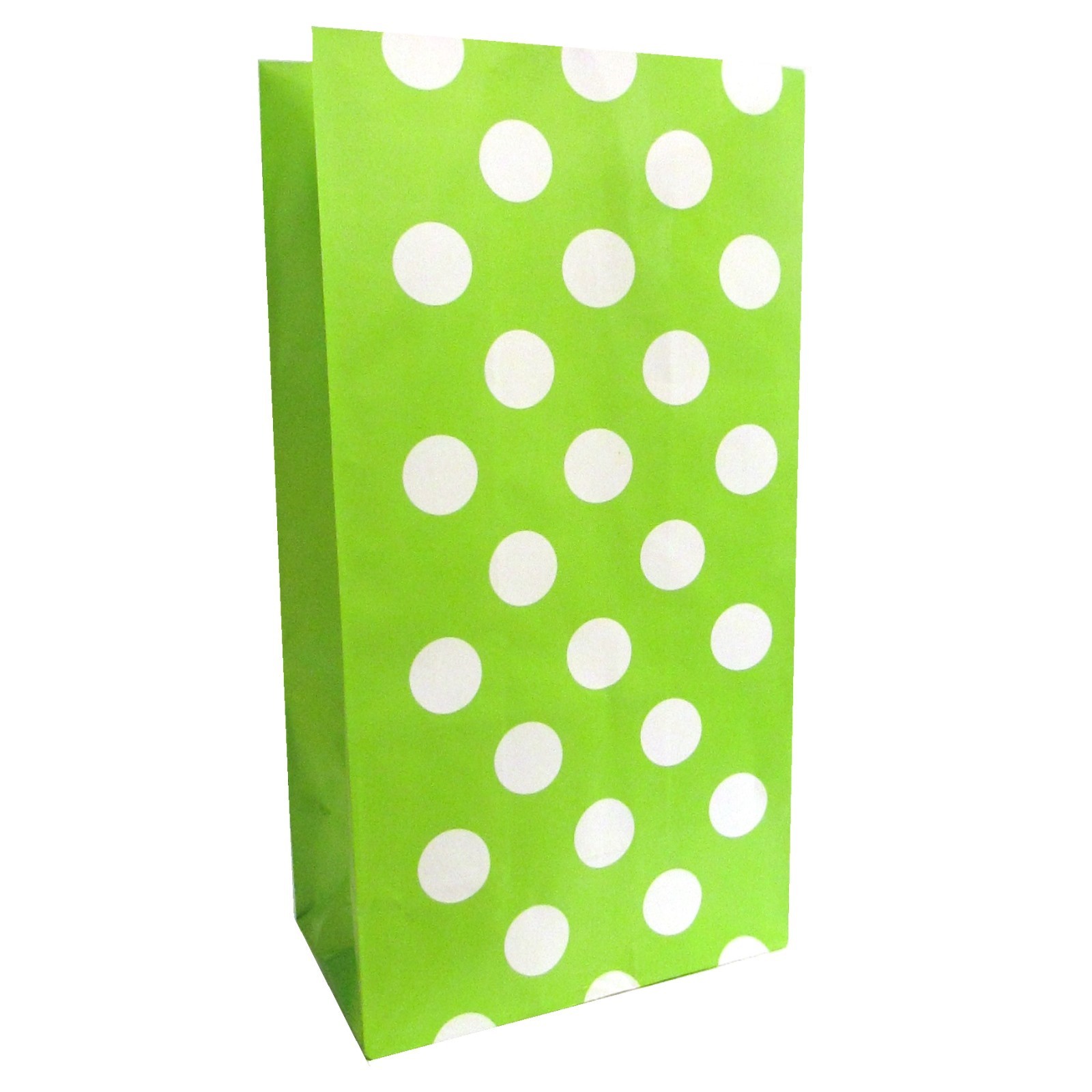 Lime Green Polkadot Paper Lolly/Treat Bags (Pack of 12)