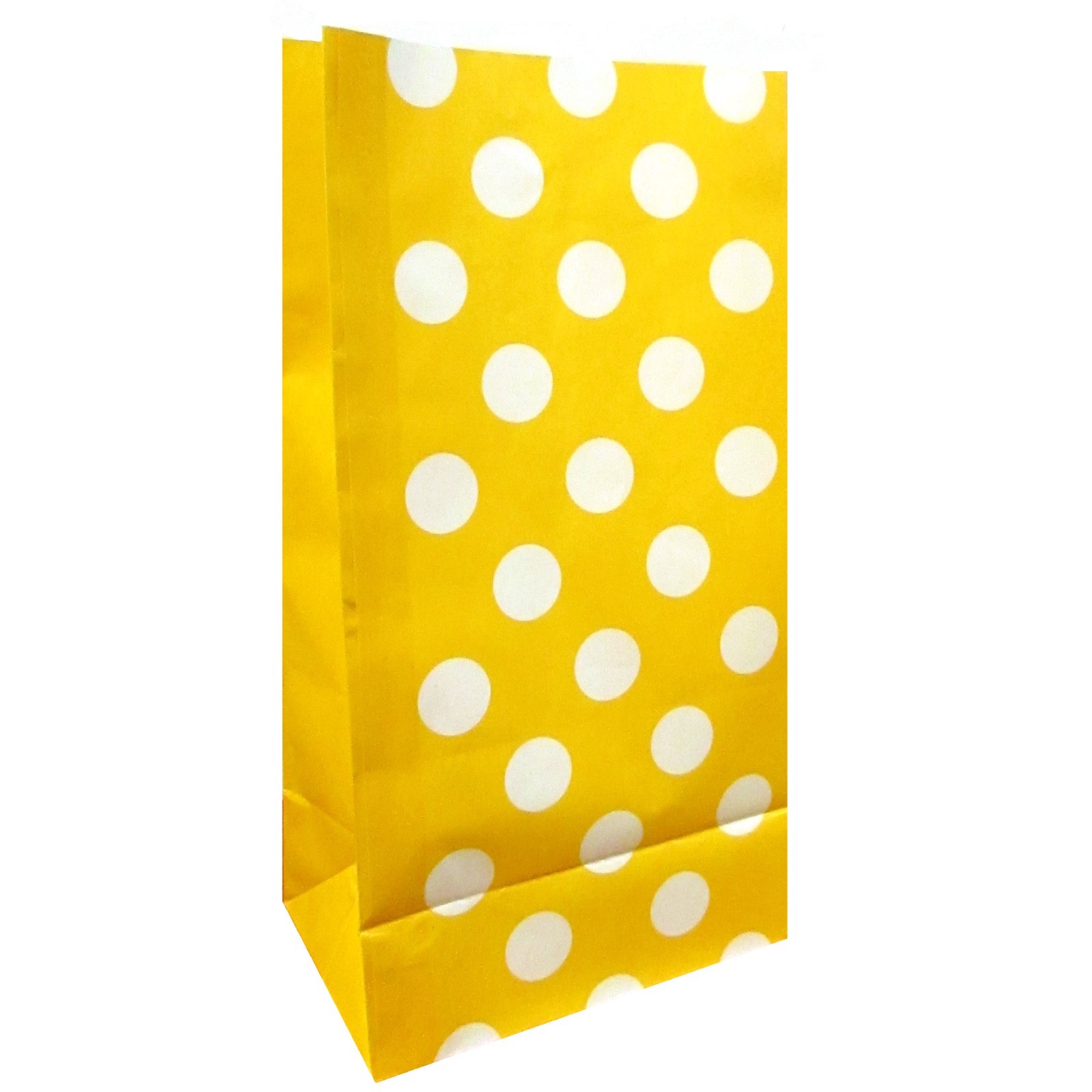 Yellow Polkadot Paper Lolly/Treat Bags (Pack of 12)