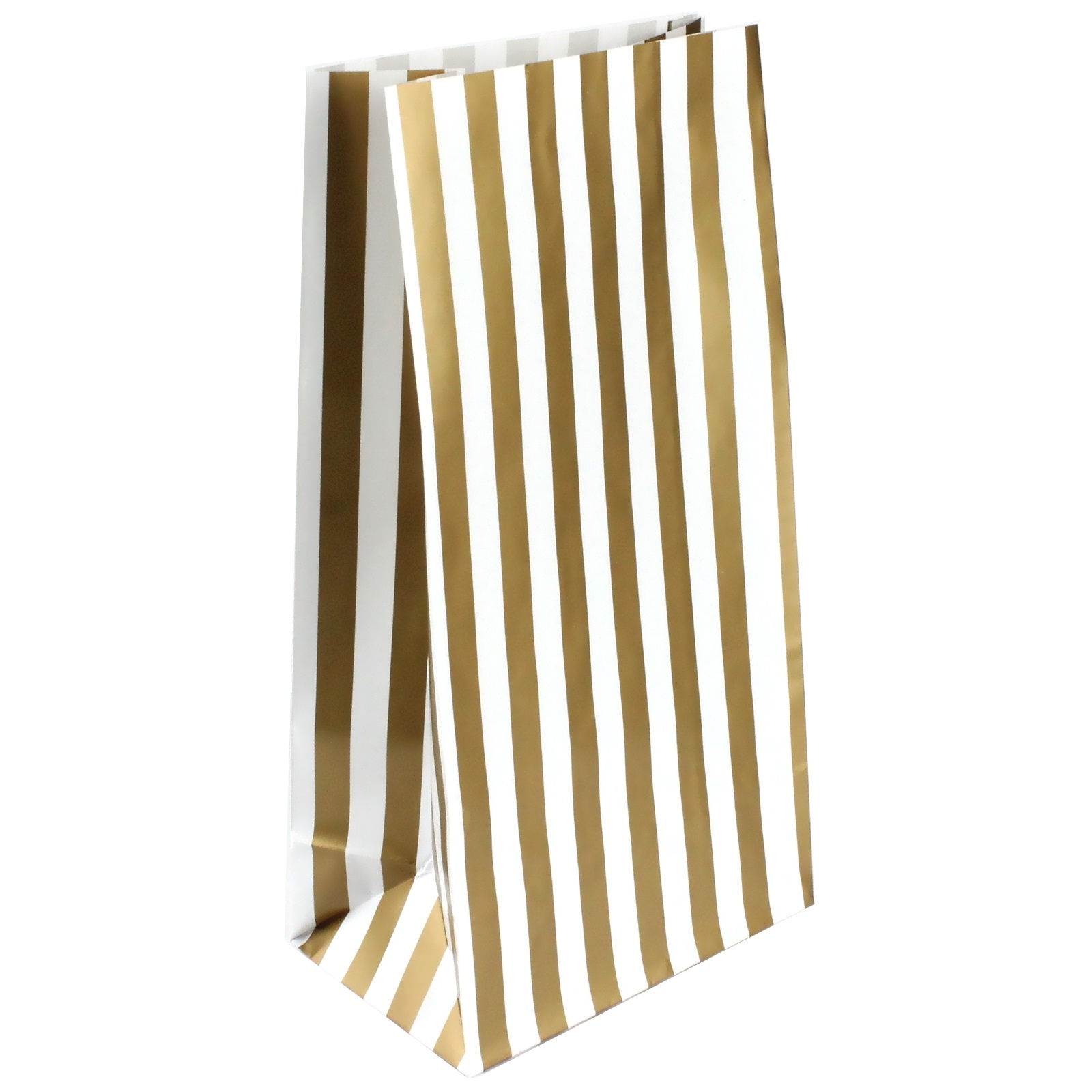 Gold and White Stripe Paper Lolly/Treat Bags (Pack of 10)