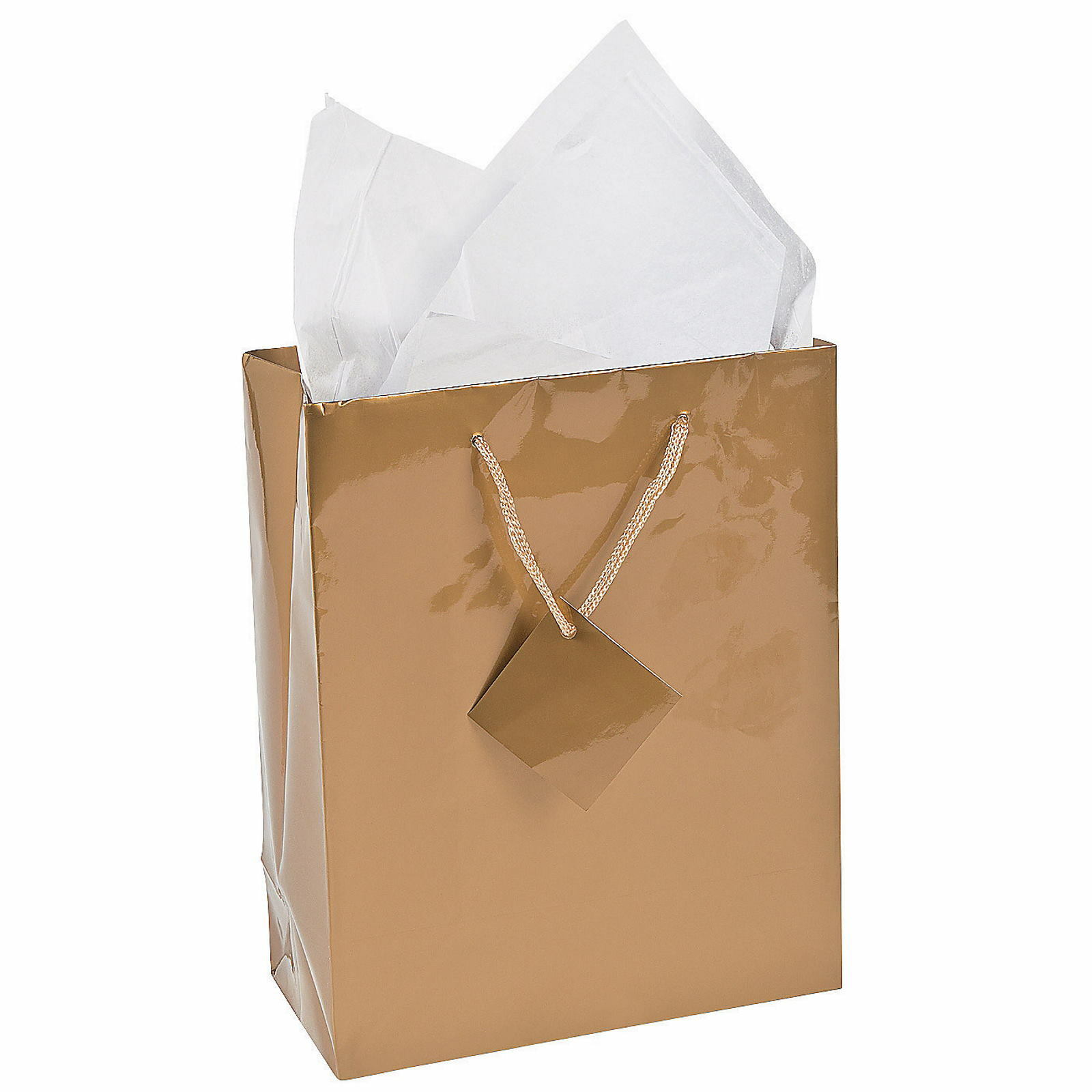 Medium Gold Paper Gift Bags (Pack of 12)