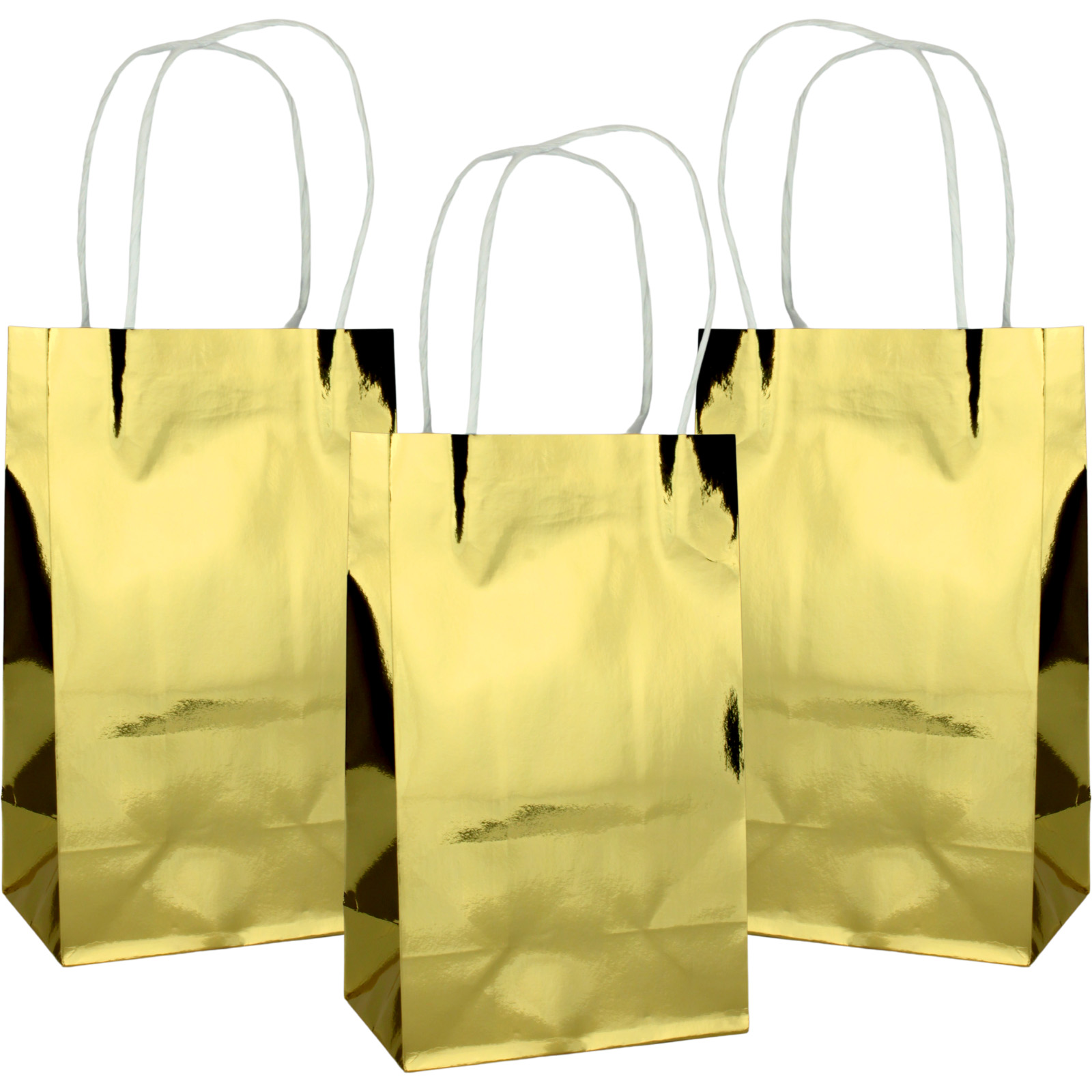 Metallic Gold Paper Gift Bags 21.5cm (Pack of 5)