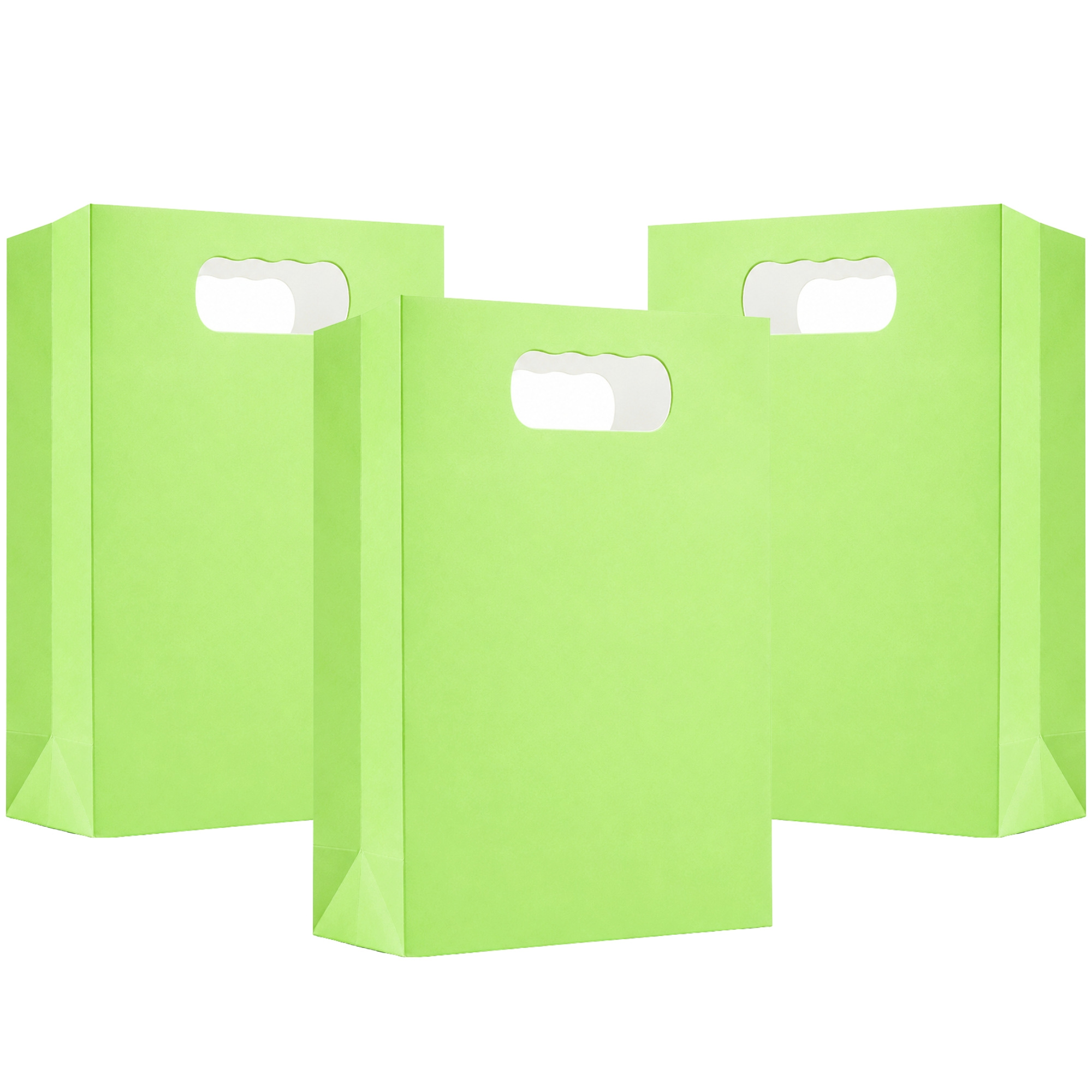 Lime Green Paper Treat Bags 18cm (Pack of 6)