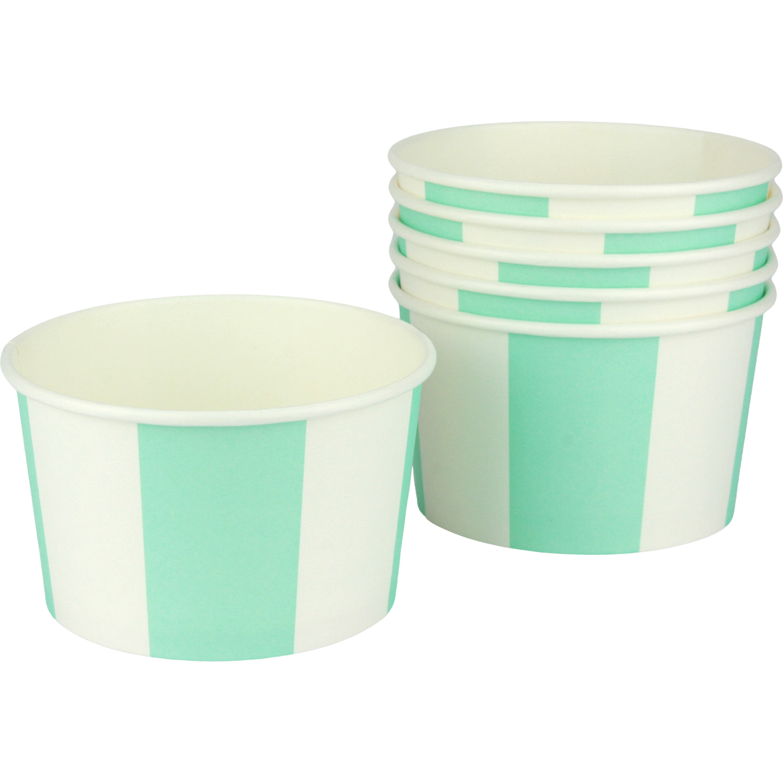  Mint Green and White Striped Treat Cups (Pack of 6)
