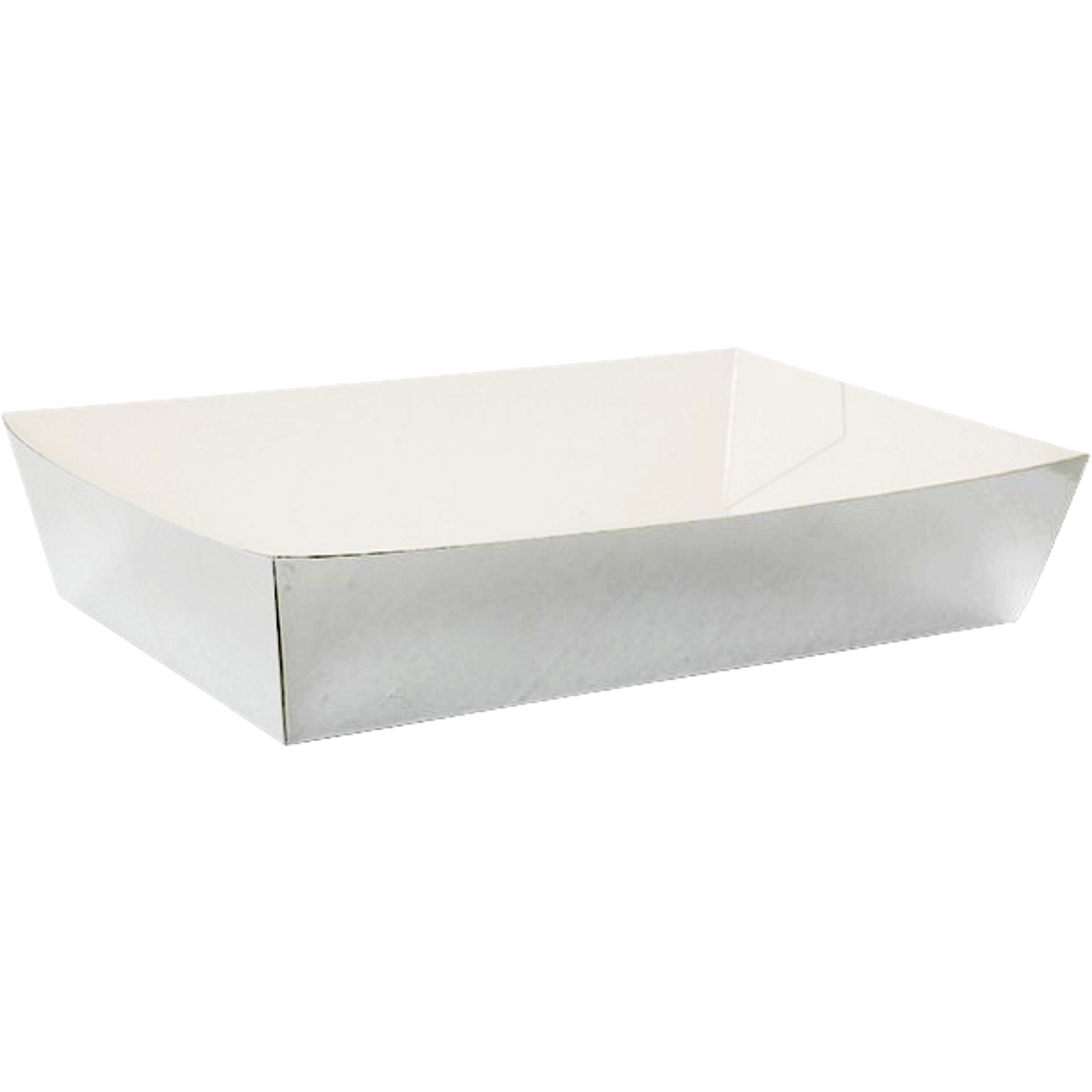 Silver Metallic Paper Food Trays 19cm x 11cm (Pack of 10)