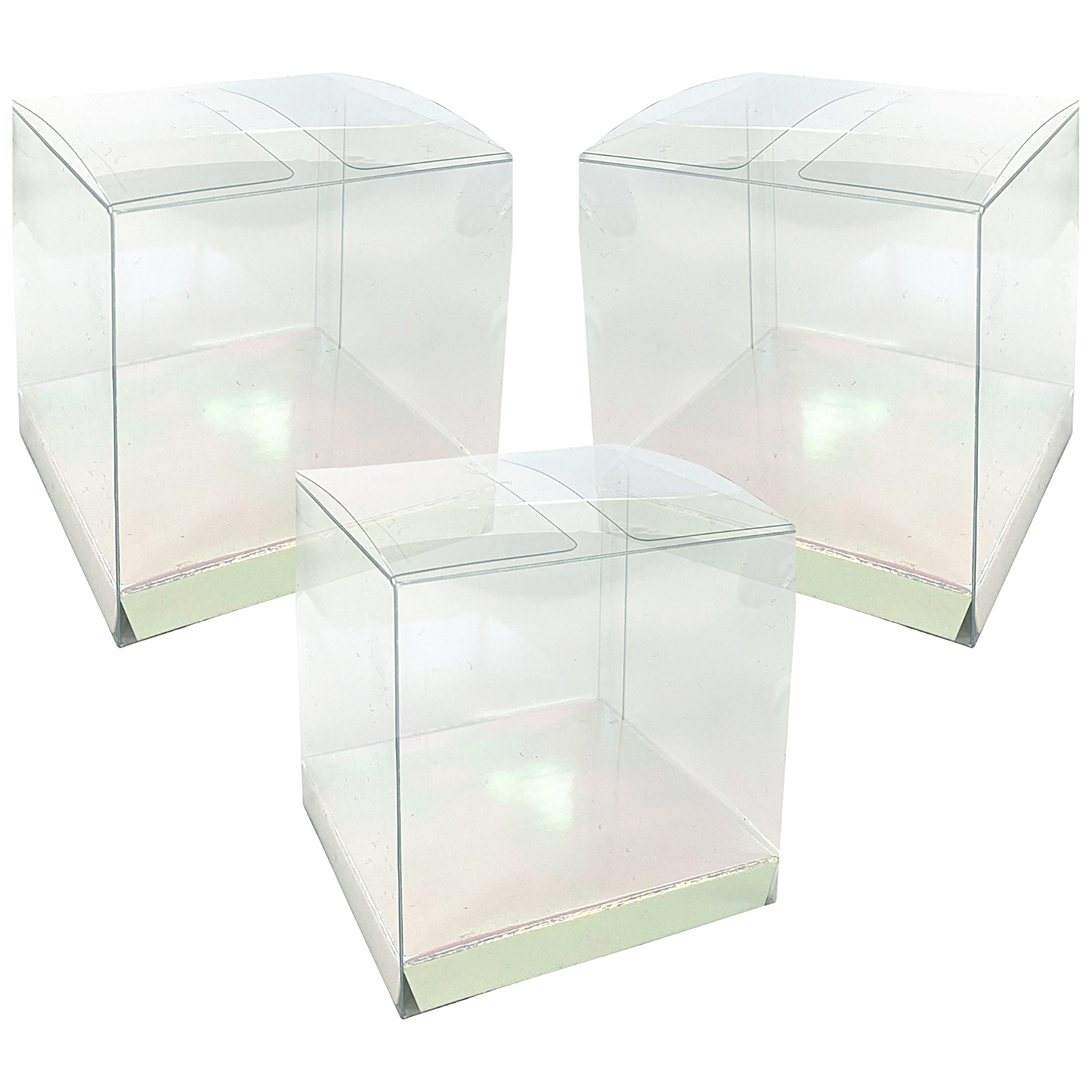 Clear and Iridescent Square Favour Boxes 8cm (Pack of 10)