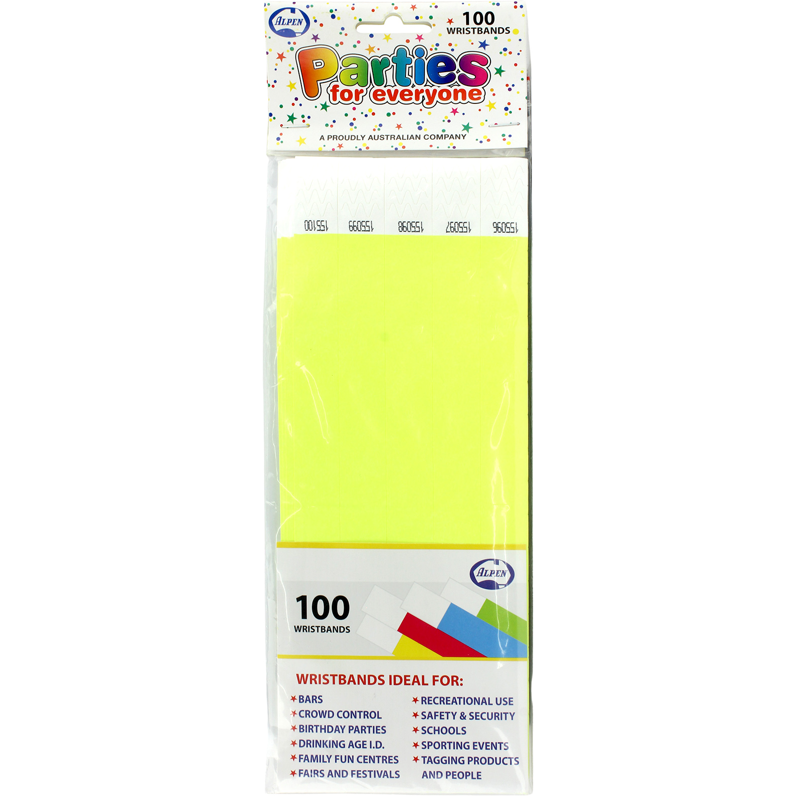 Neon Yellow Tyvek Wristbands (Pack of 100) 