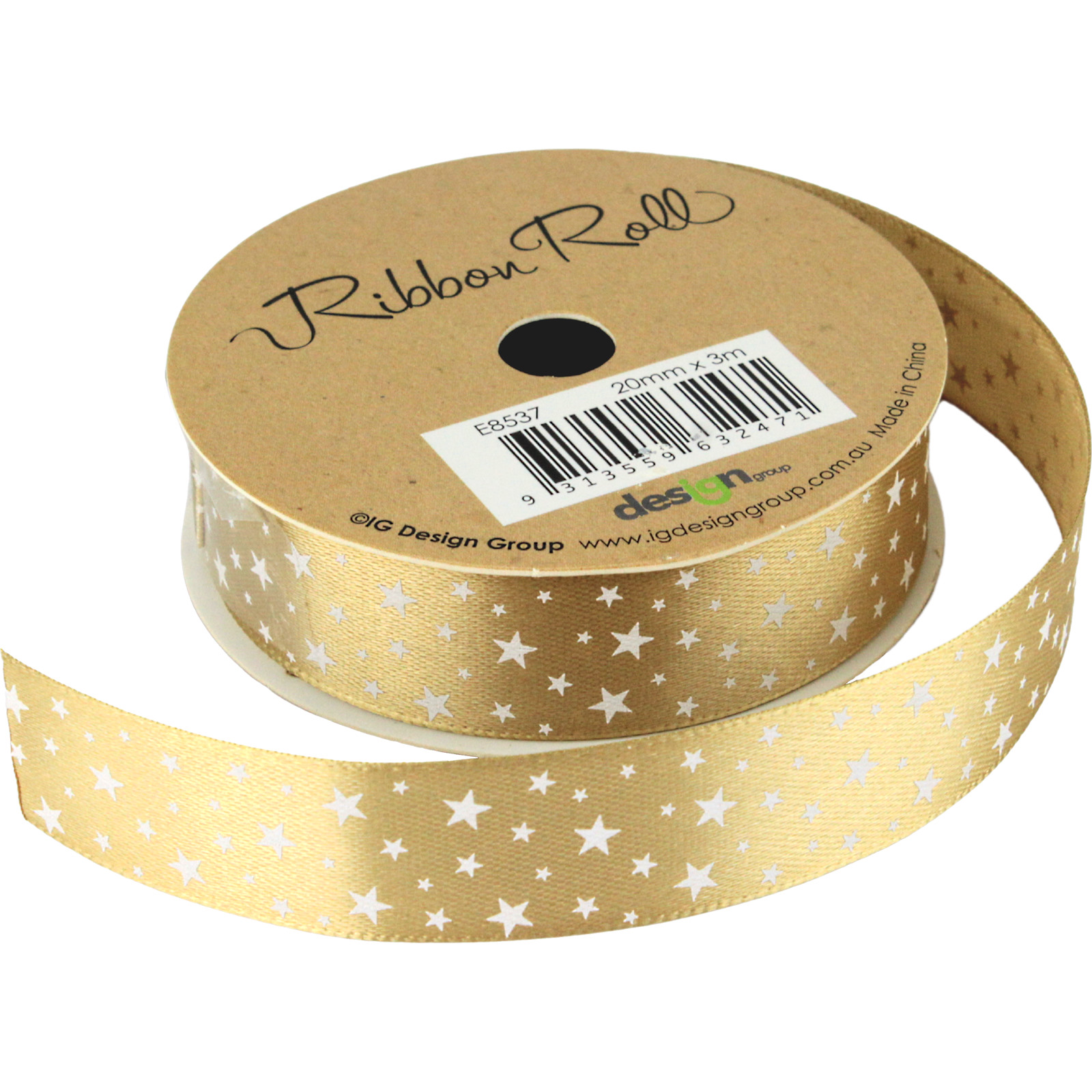 Gold Satin Ribbon With Stars (3m)