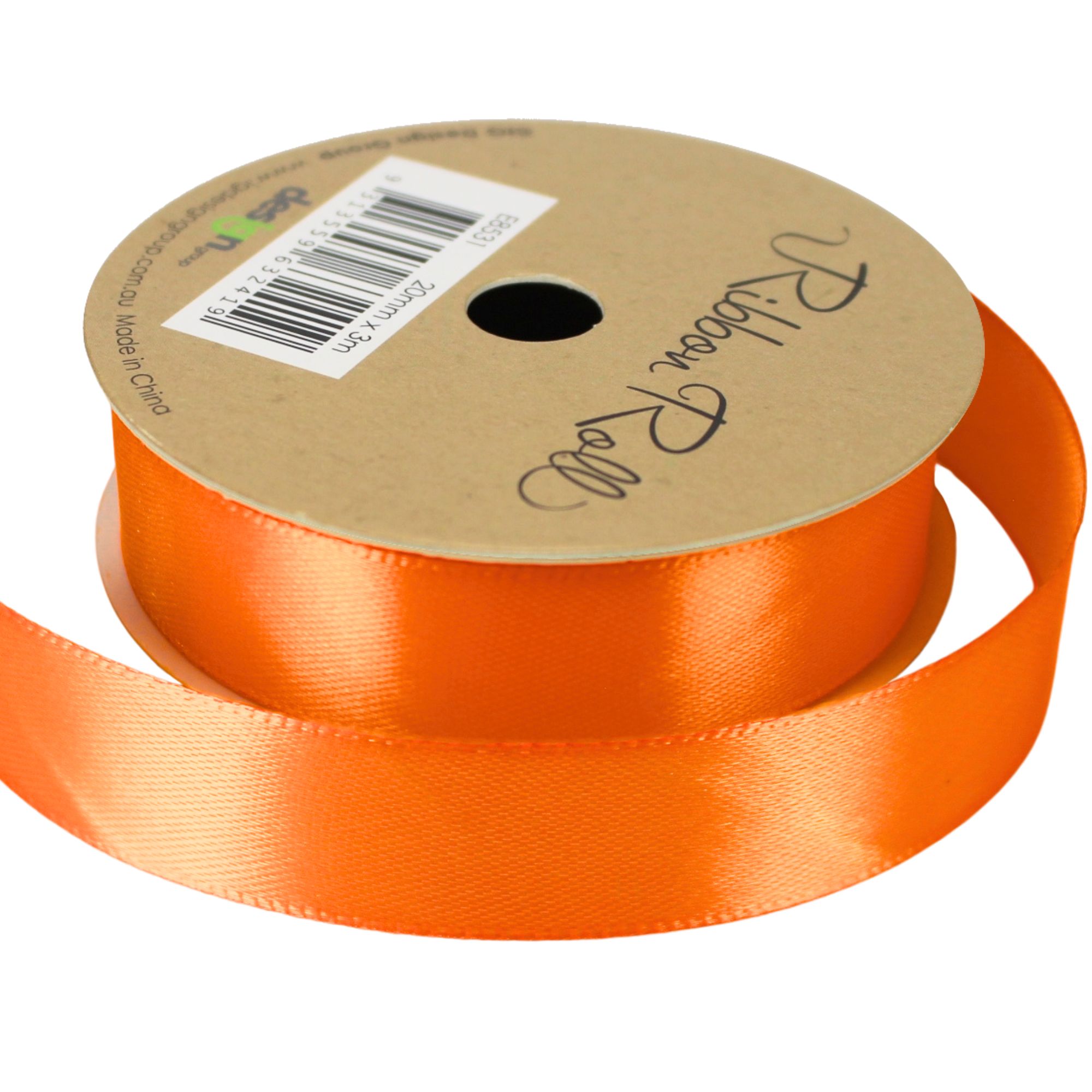 Orange Satin Ribbon Roll (20mm x 3m)