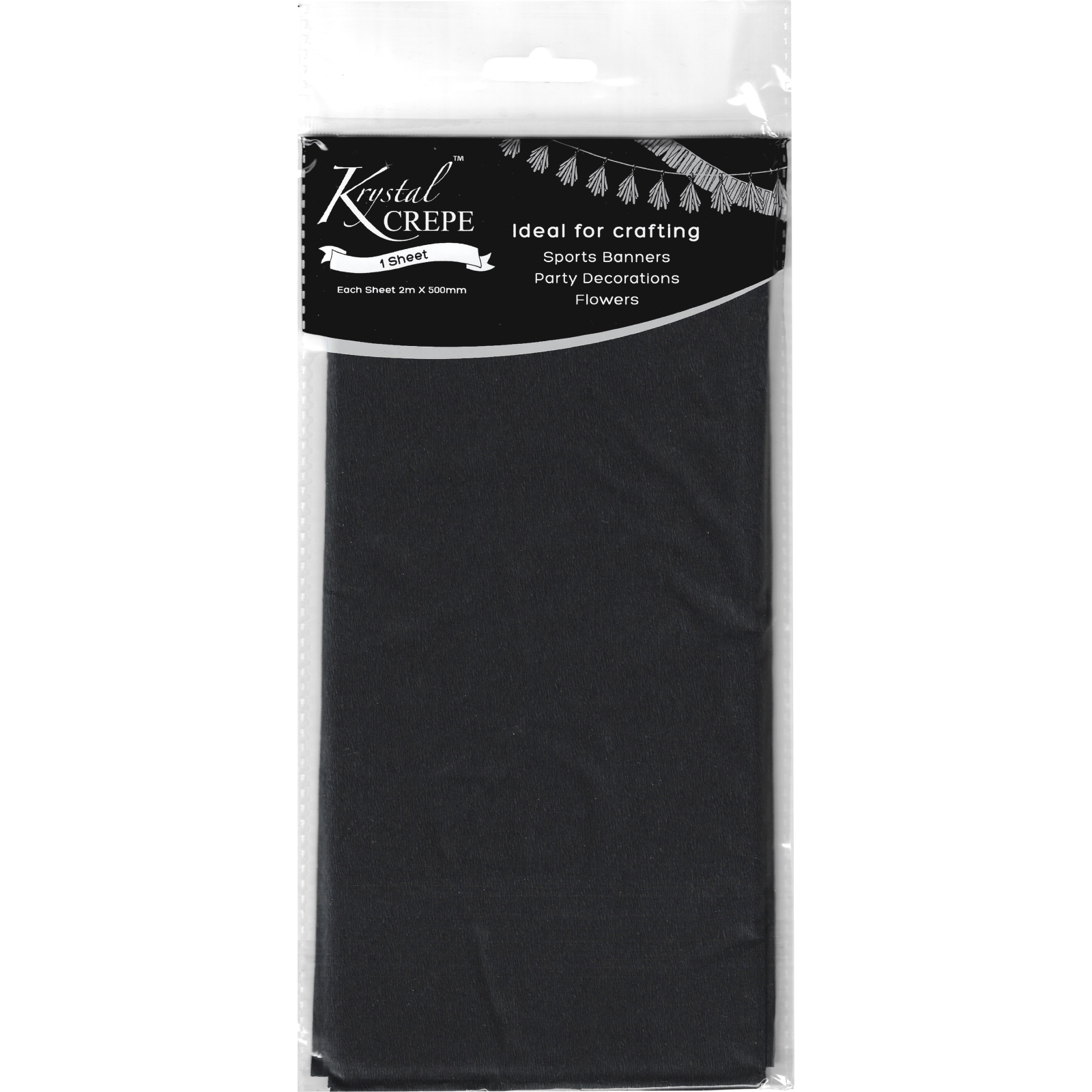 Krystal Midnight Black Crepe Paper (1 Sheet)