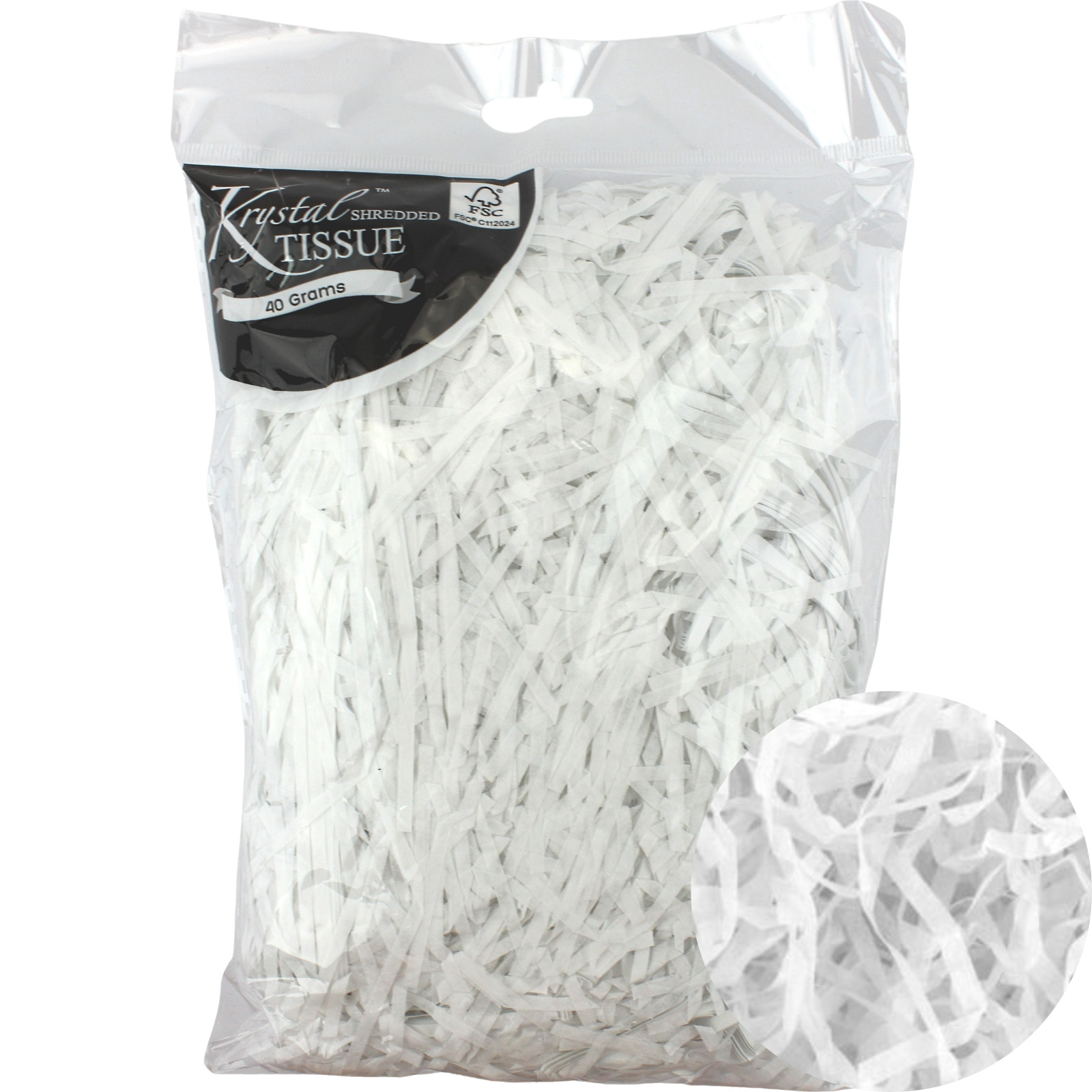 White Shredded Tissue Paper (40g Bag) 