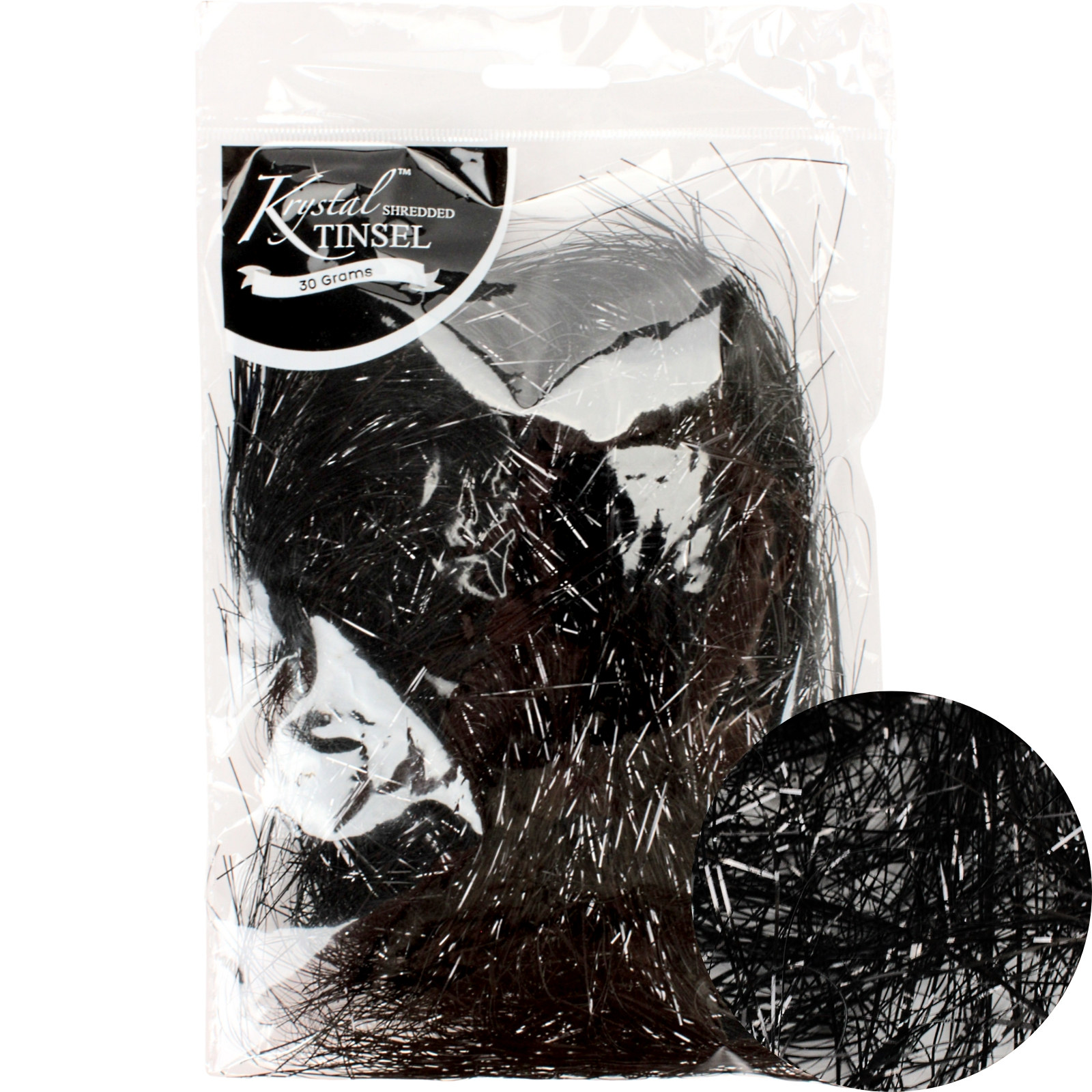 Iridescent Black Shredded Tinsel (30g Bag)