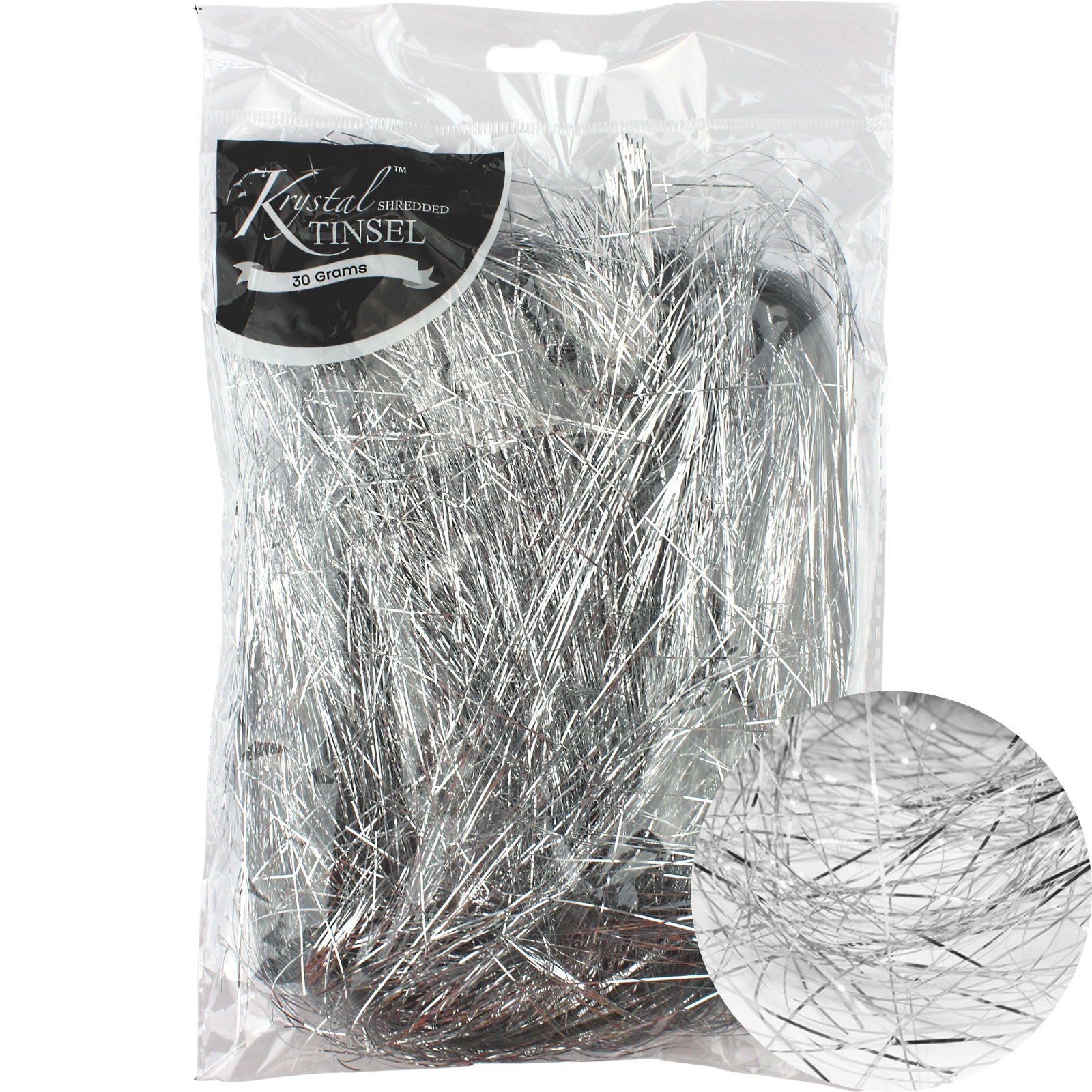 Silver Shredded Tinsel (30g Bag) 