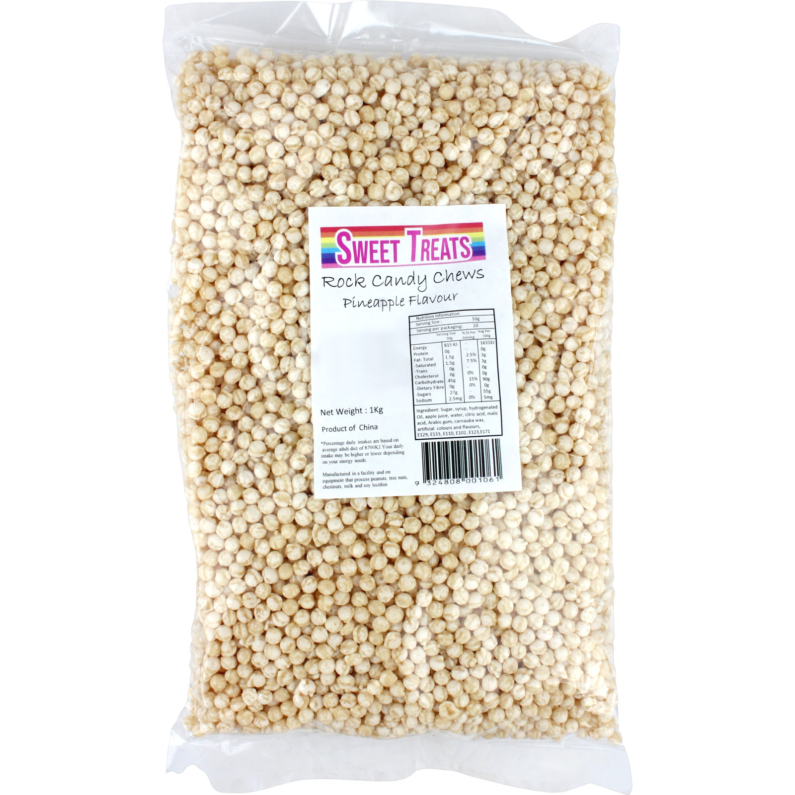 Pineapple Rock Candy Chews (1kg Bag) 