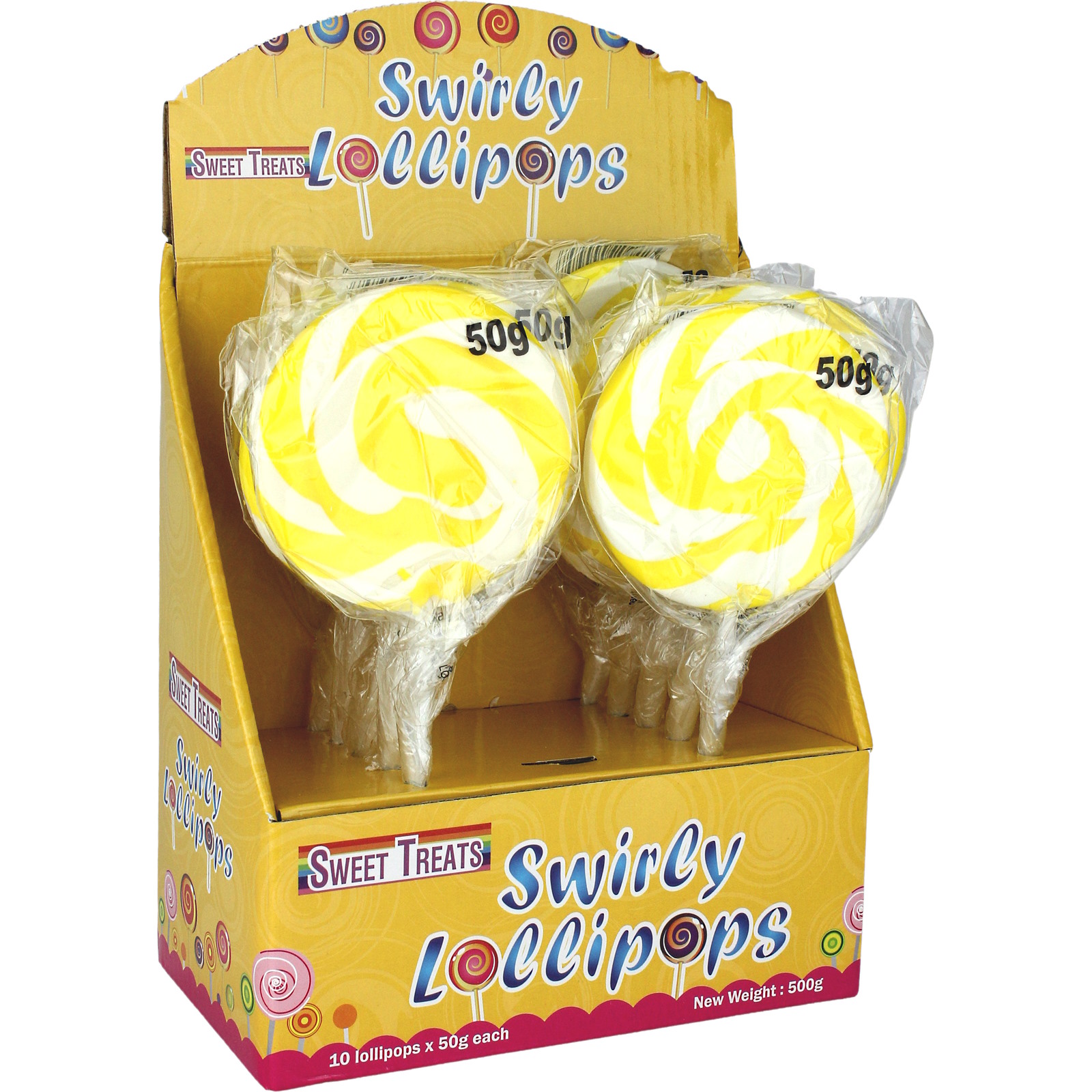 Yellow Swirly Lollipops (Pack of 10) 