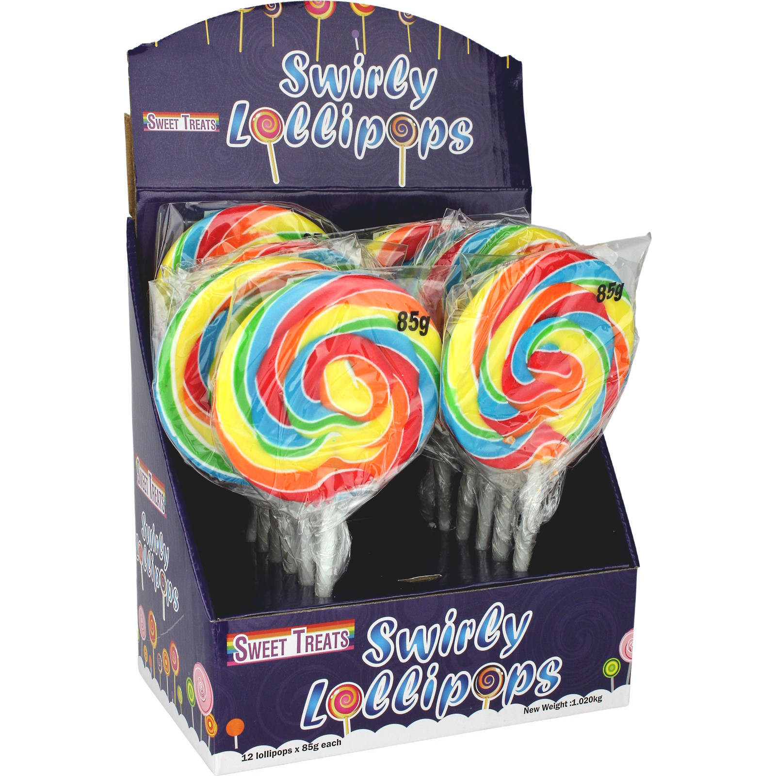 Rainbow Large Swirly Lollipops (Pack of 12)