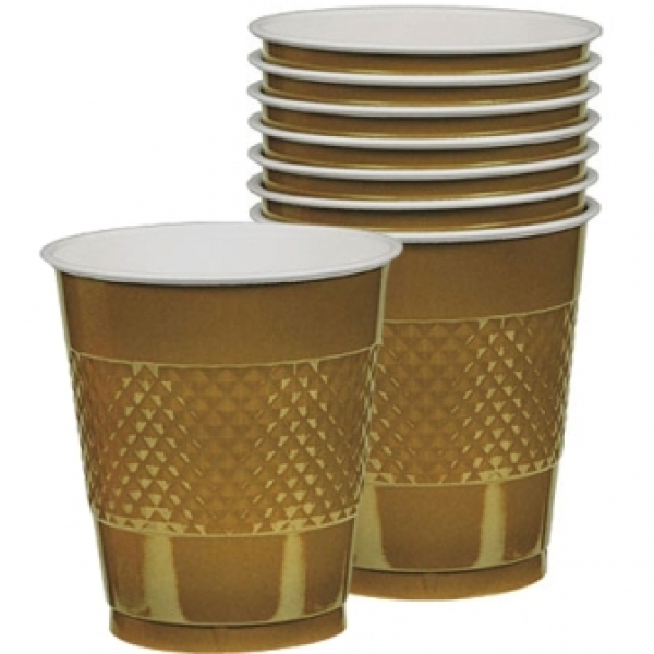 Gold Plastic Cups (Pack of 20)