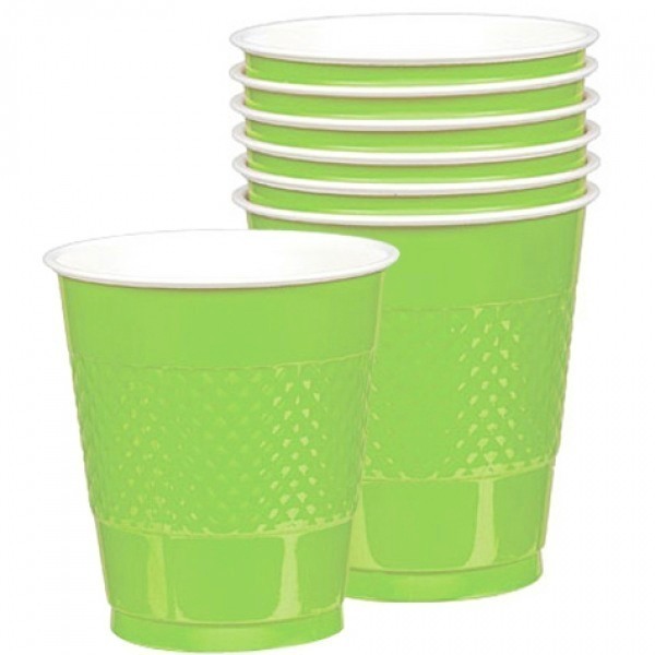 Lime Green Plastic Cups (Pack of 20)