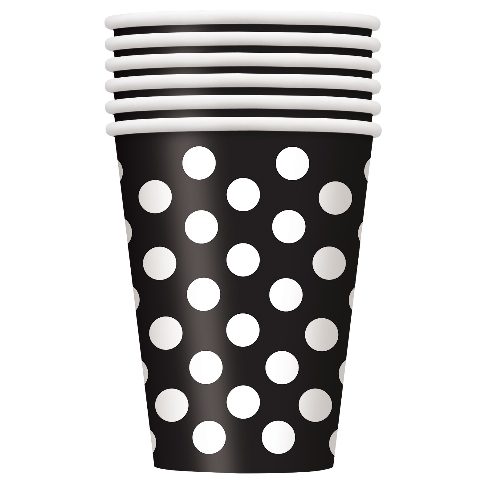 Black Polkadot Paper Cups (Pack of 6)
