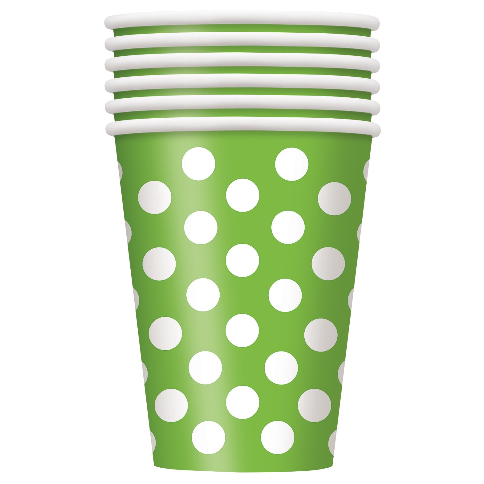 Lime Green Polkadot Paper Cups (Pack of 6)