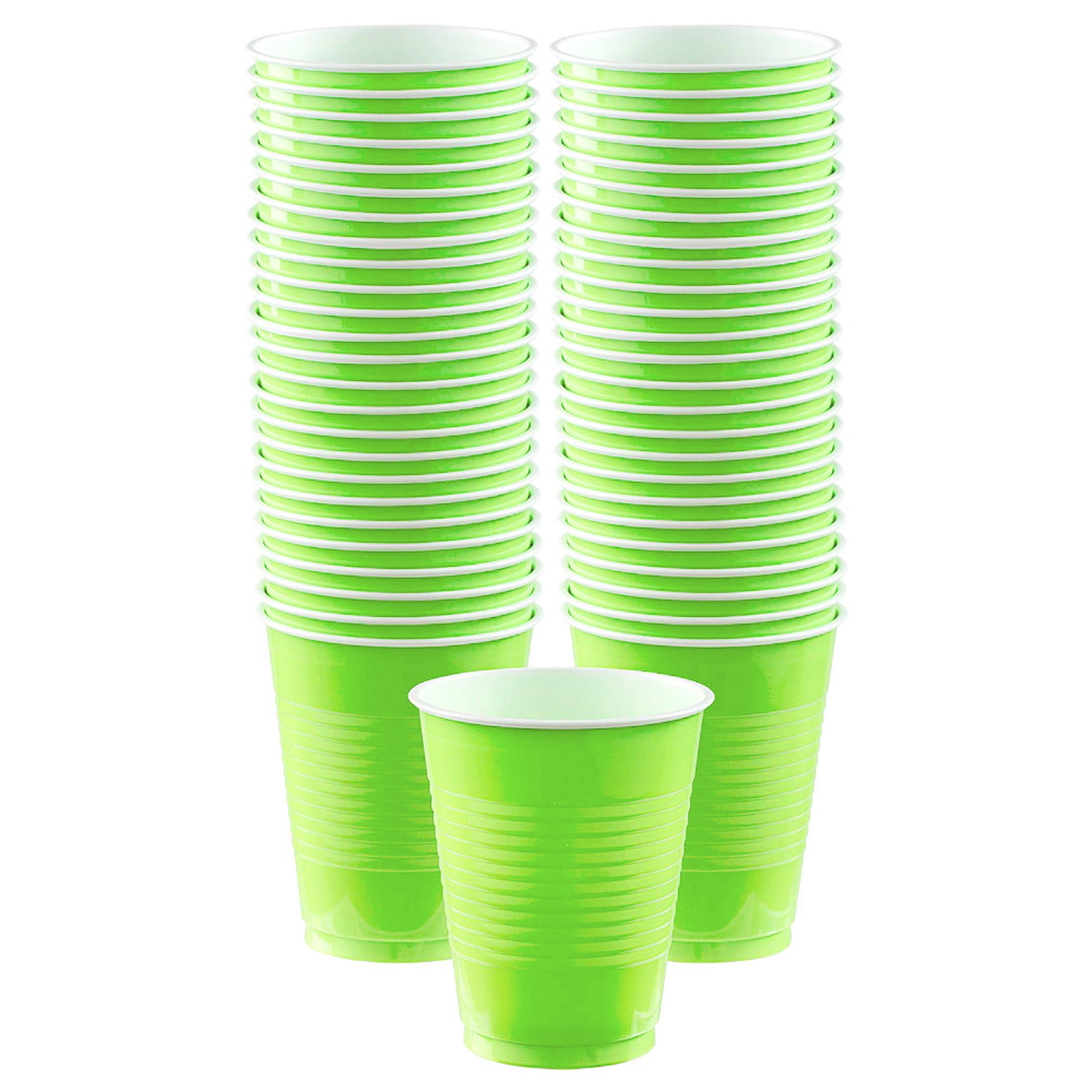 Kiwi Lime Green Plastic Cups Big Party Pack (Pack of 50)