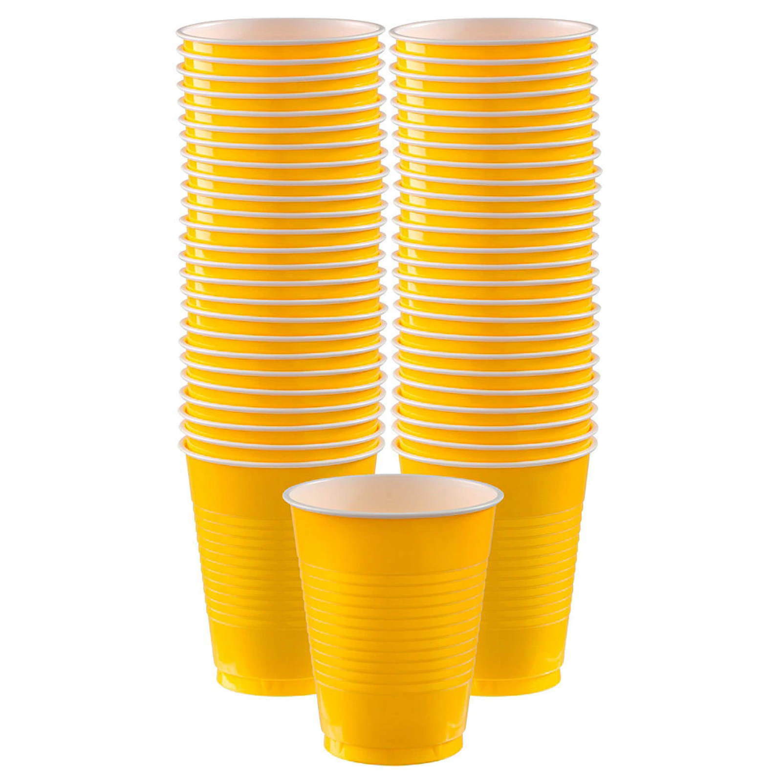 Yellow Plastic Cups Big Party Pack (Pack of 50)