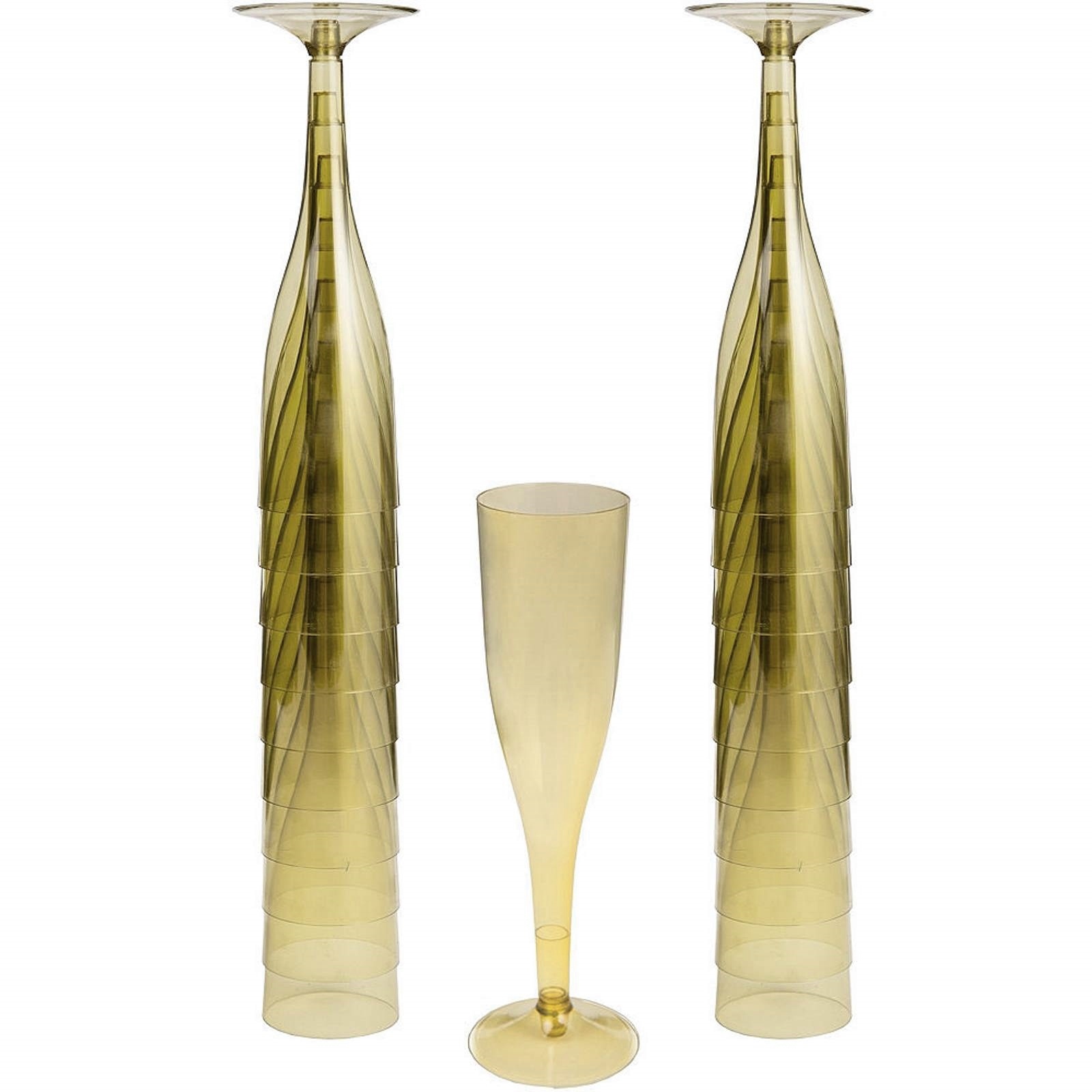Gold Plastic Champagne Glasses (Pack of 20)