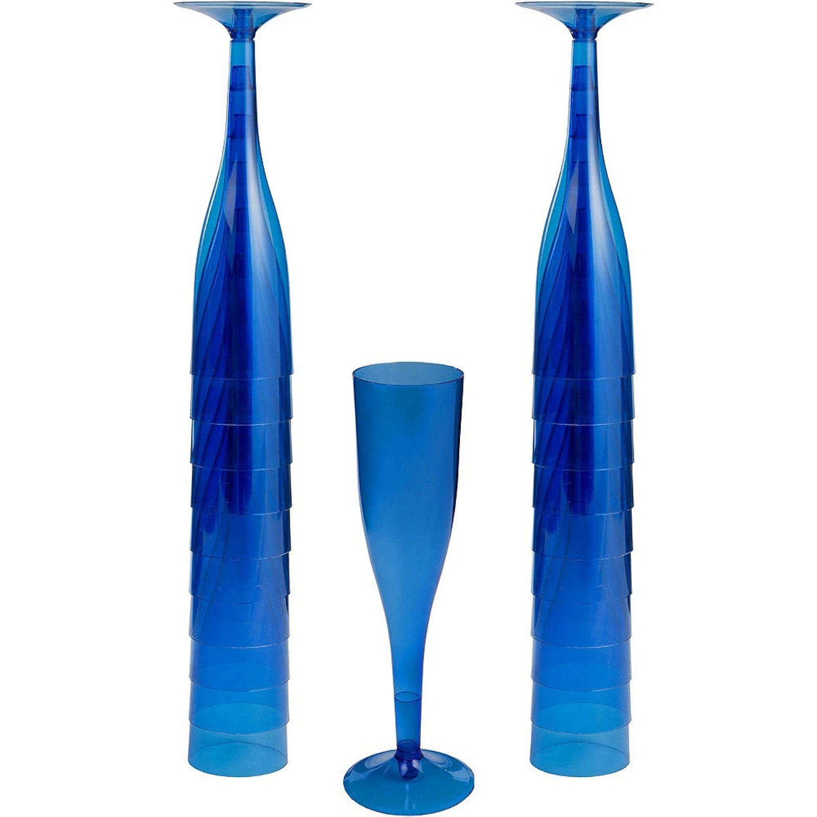 Royal Blue Plastic Champagne Glasses (Pack of 20)