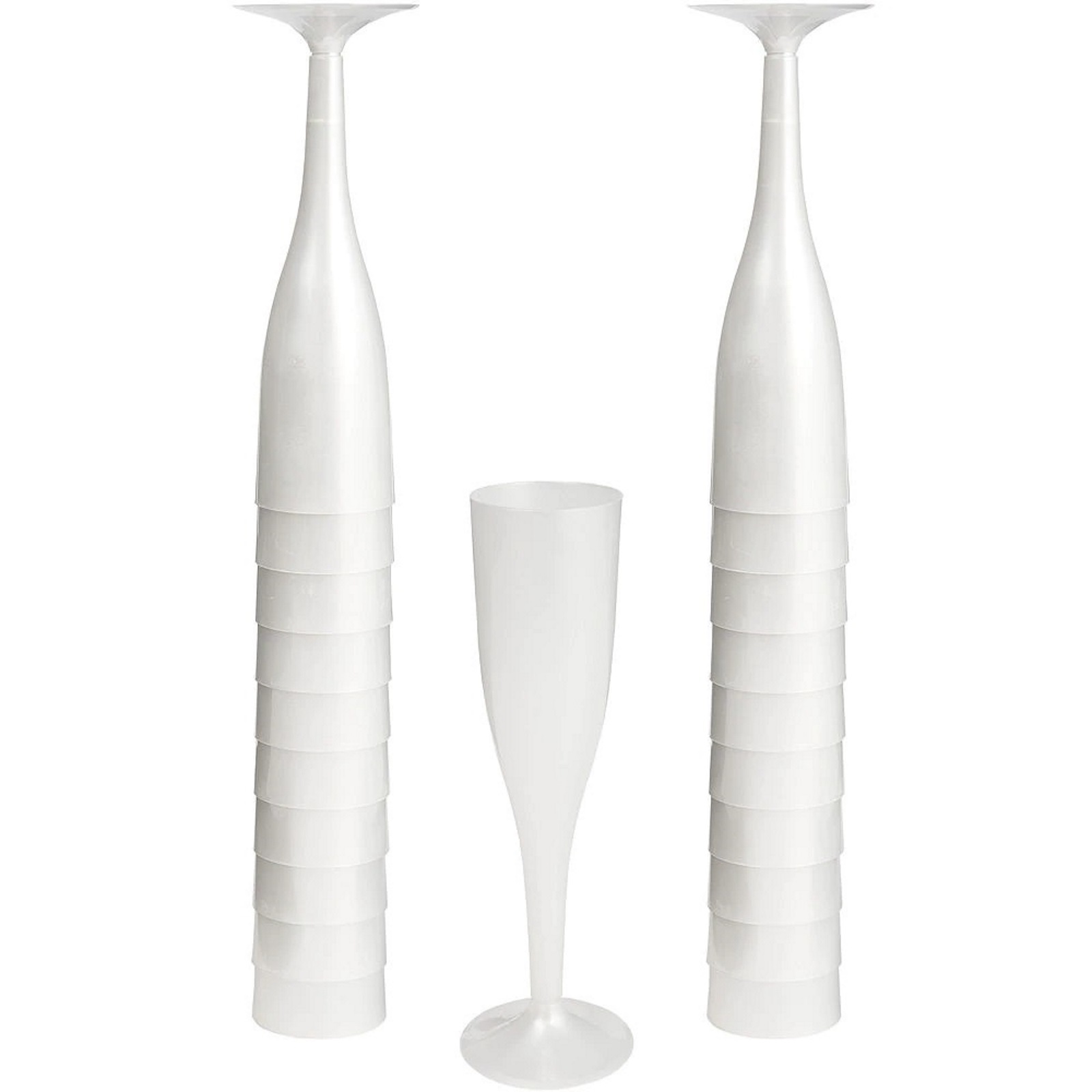 White Plastic Champagne Glasses (Pack of 20)