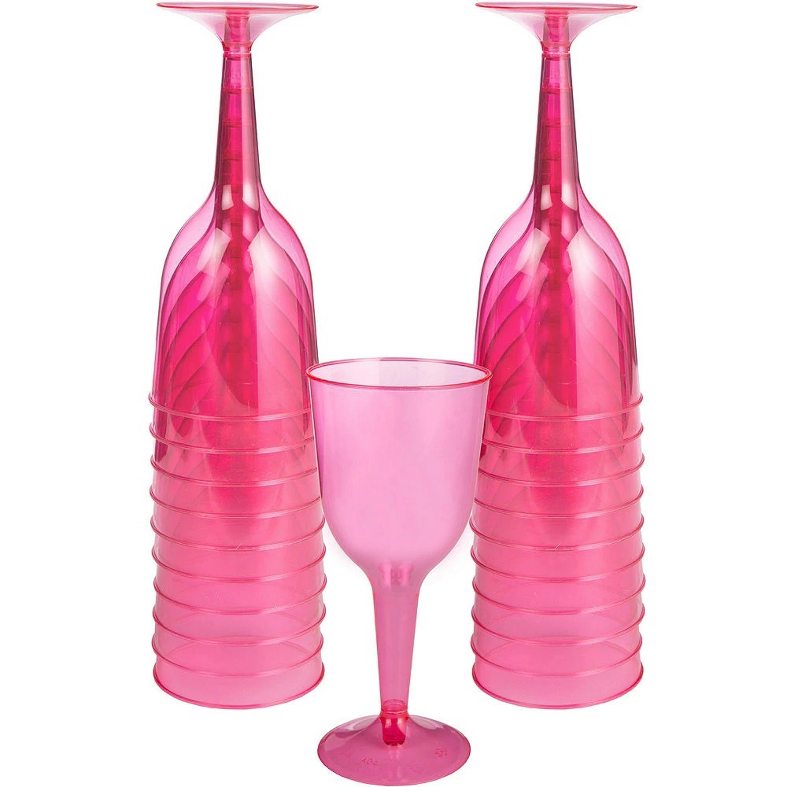 Hot Pink Plastic Wine Glasses (Pack of 20)